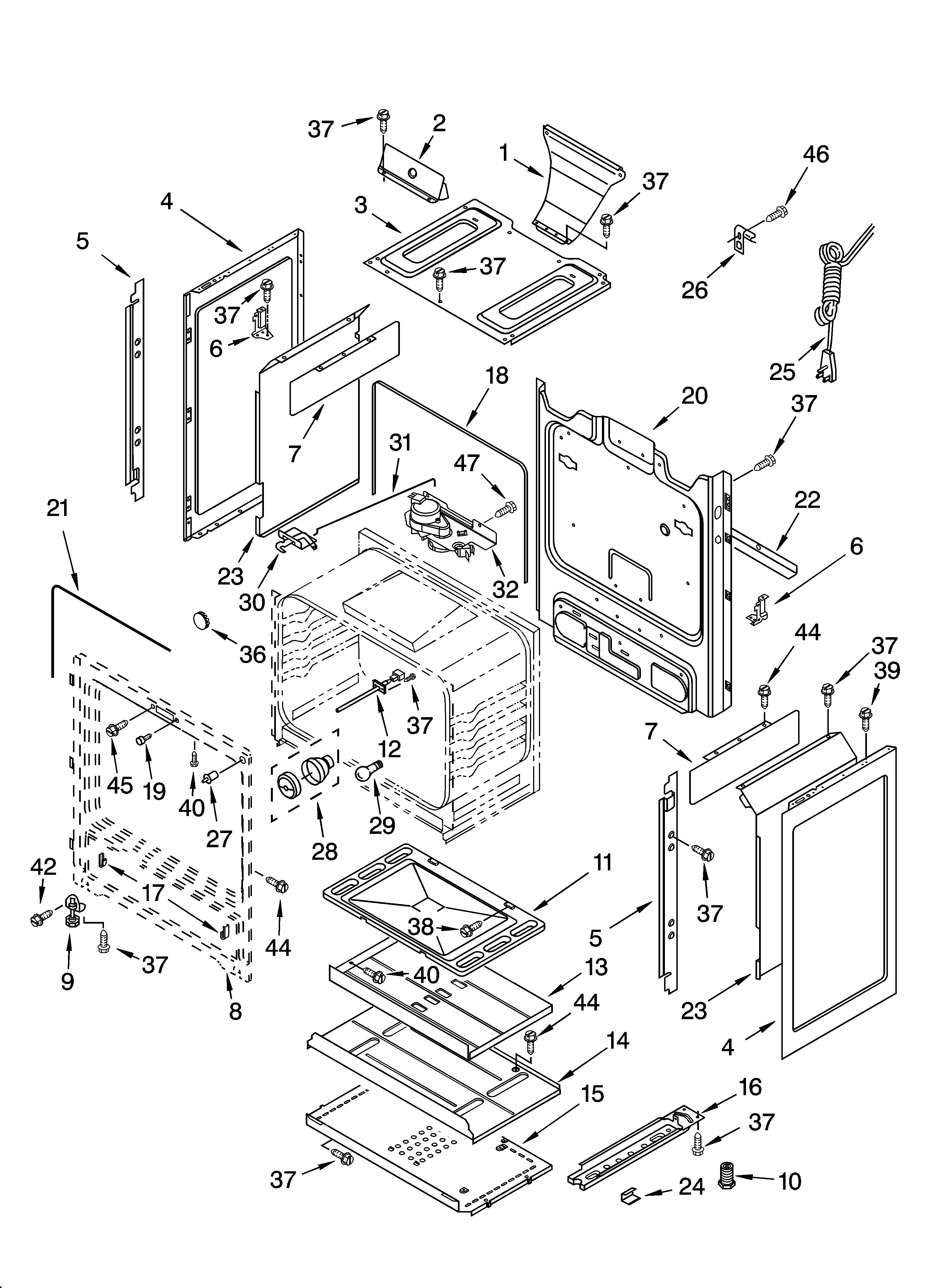 Whirlpool YSF379LEKB1 chassis parts diagram