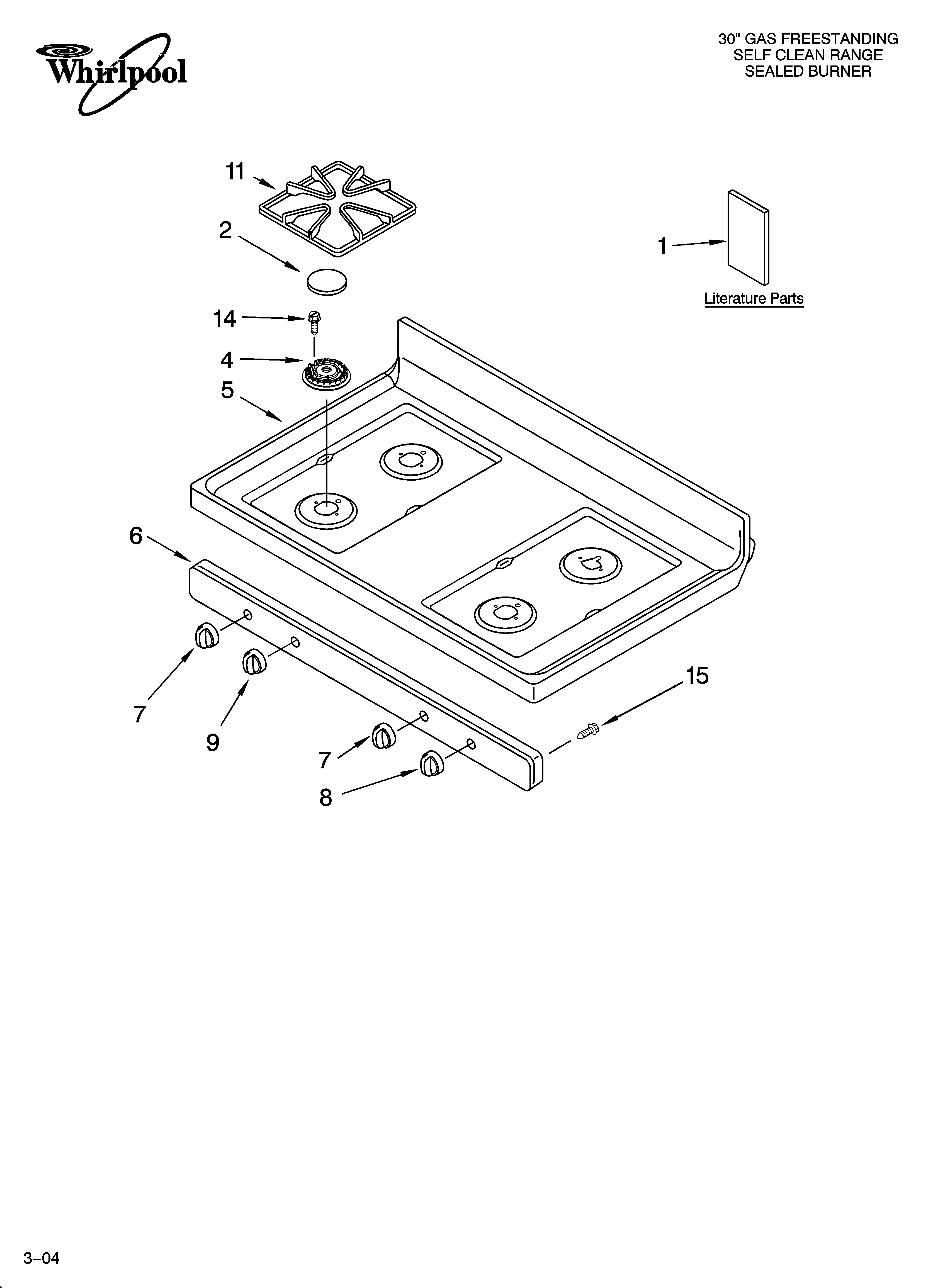 Whirlpool YSF379LEMB1 cooktop parts diagram