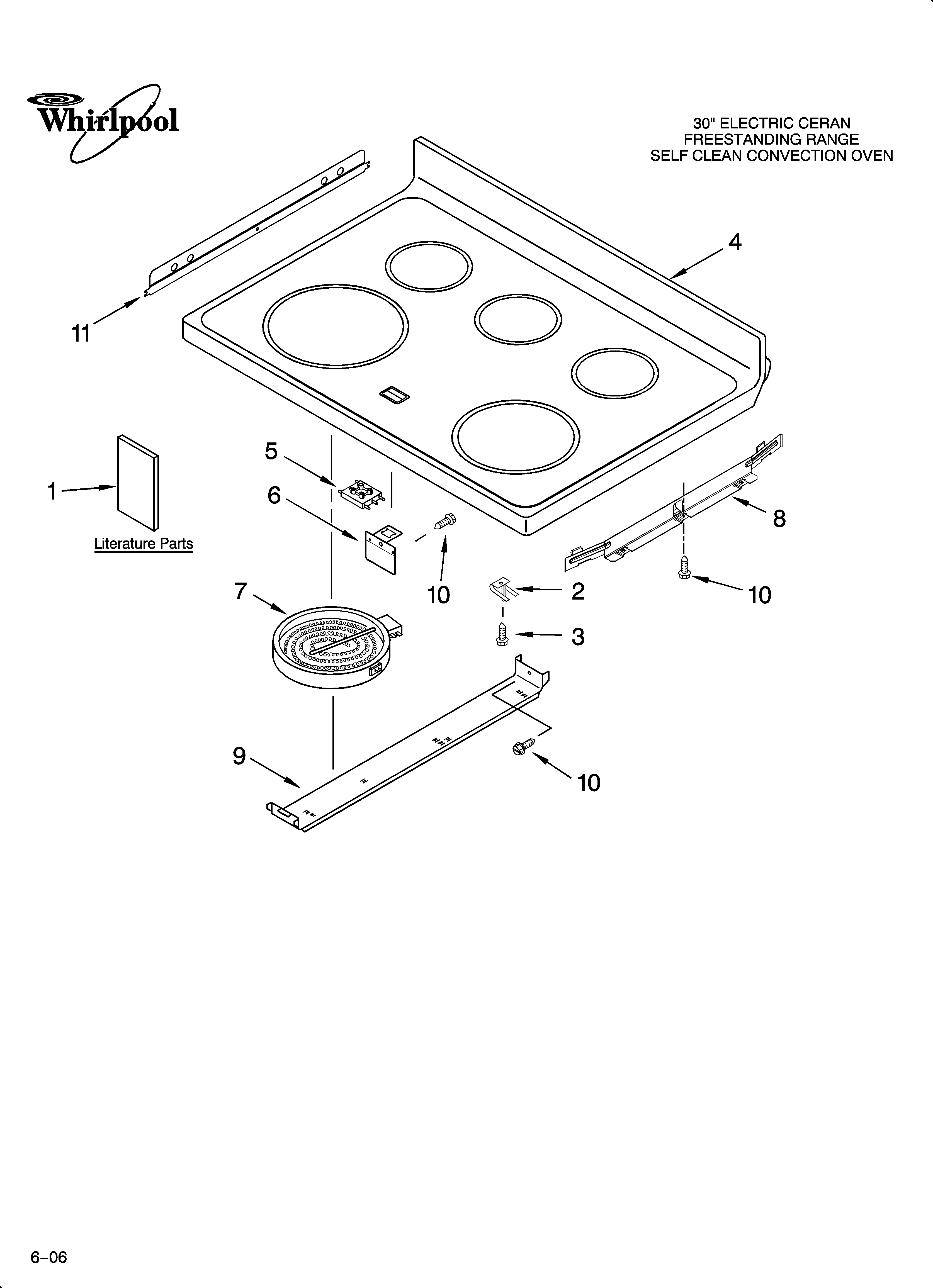 Whirlpool GERC4120PQ3 cooktop parts diagram