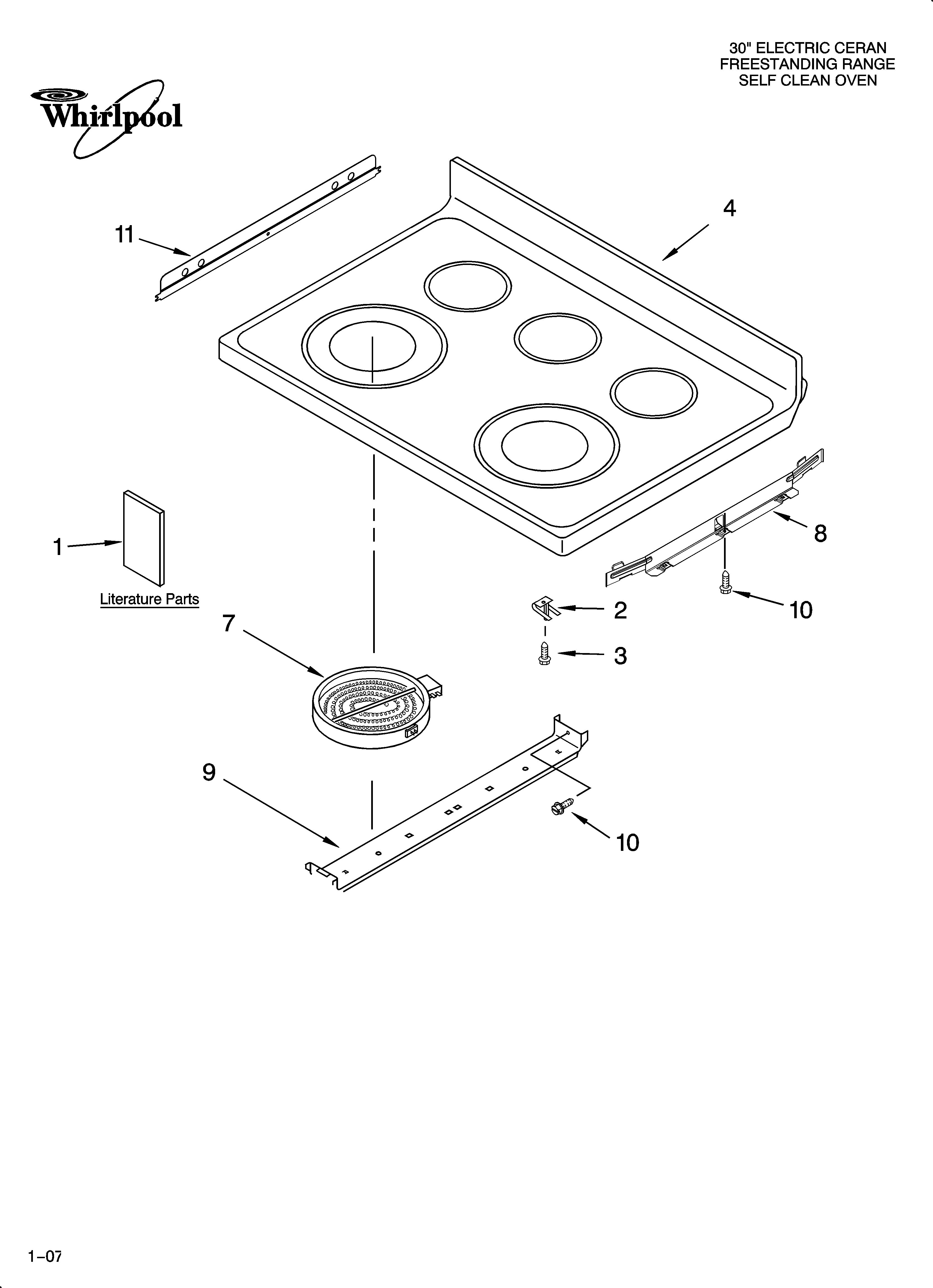 Whirlpool GERP4120SS0 cooktop parts diagram