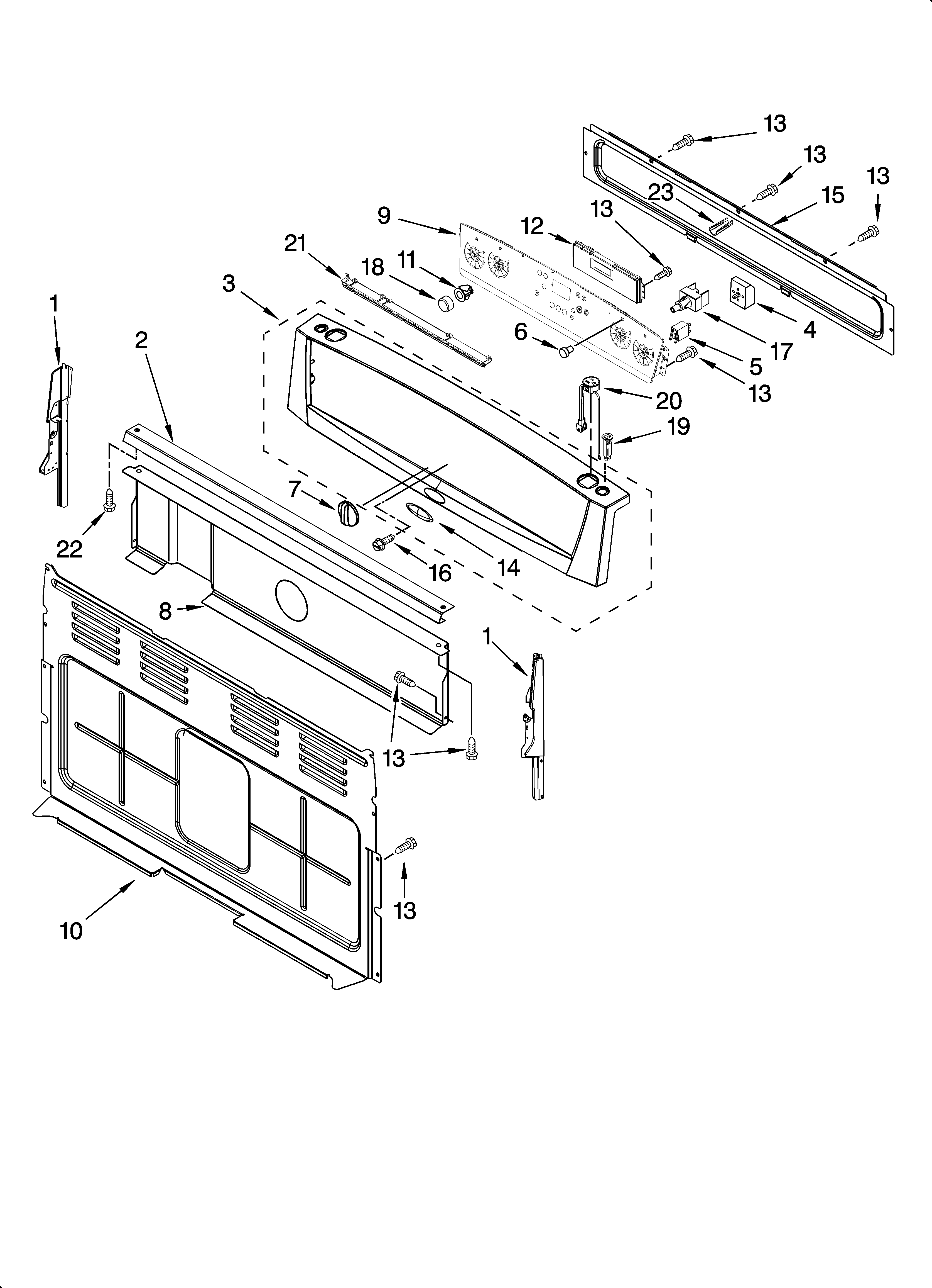 Whirlpool GERP4120SS0 control panel parts diagram
