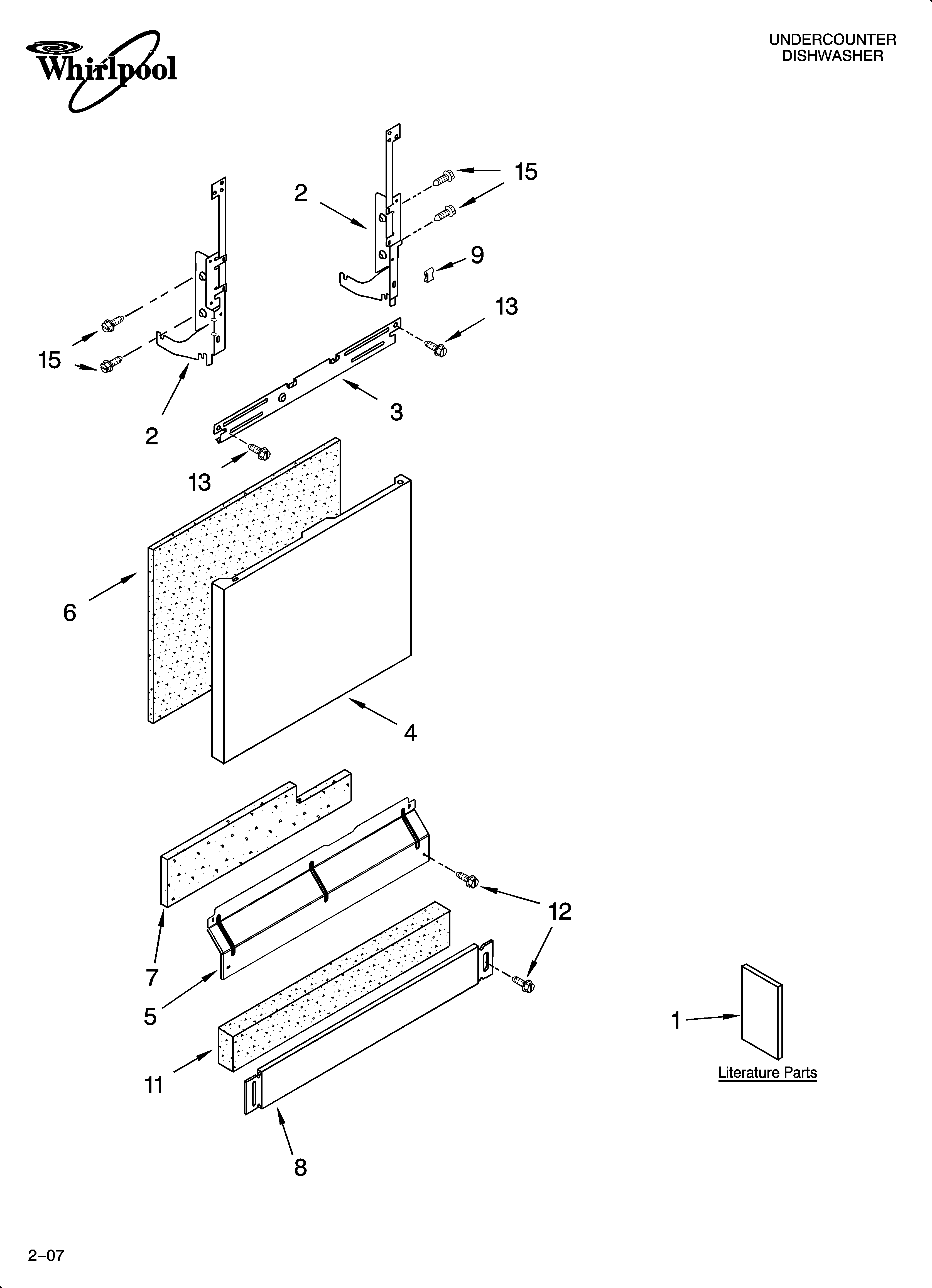 Whirlpool GU2200XTSS1 door and panel parts diagram