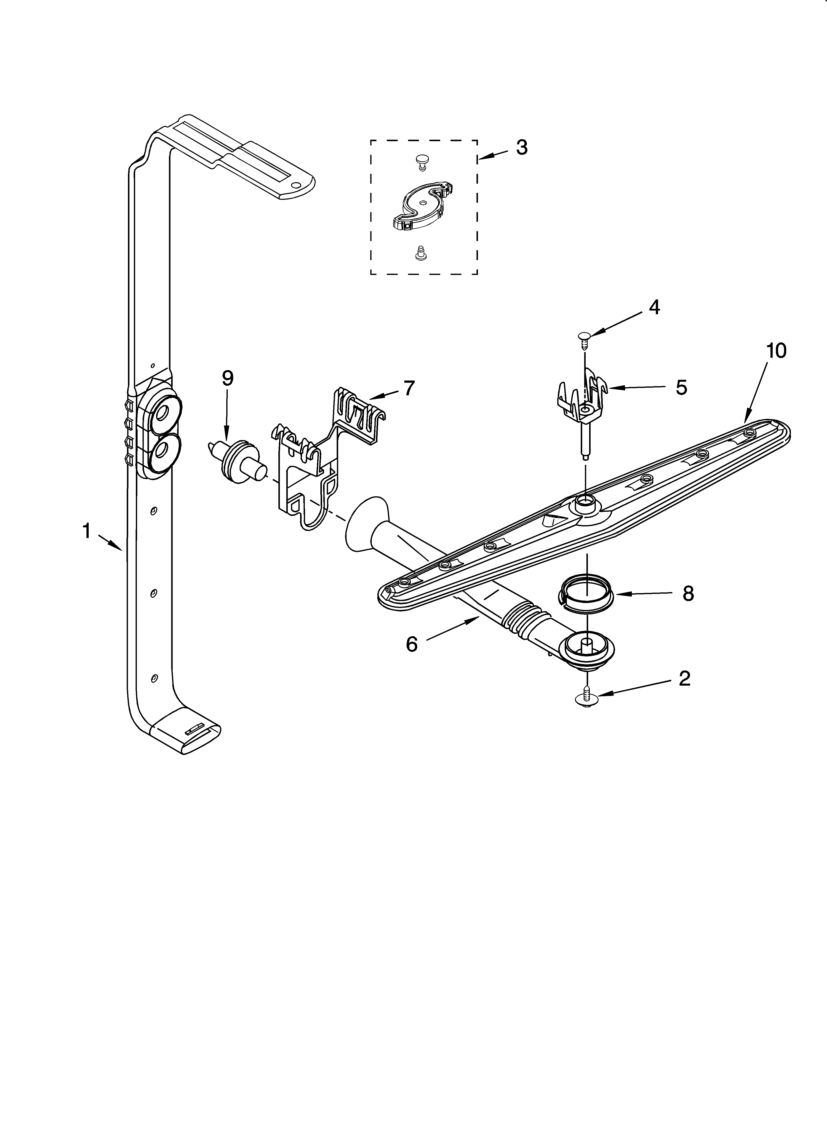 Whirlpool GU2200XTSS1 upper wash and rinse parts diagram