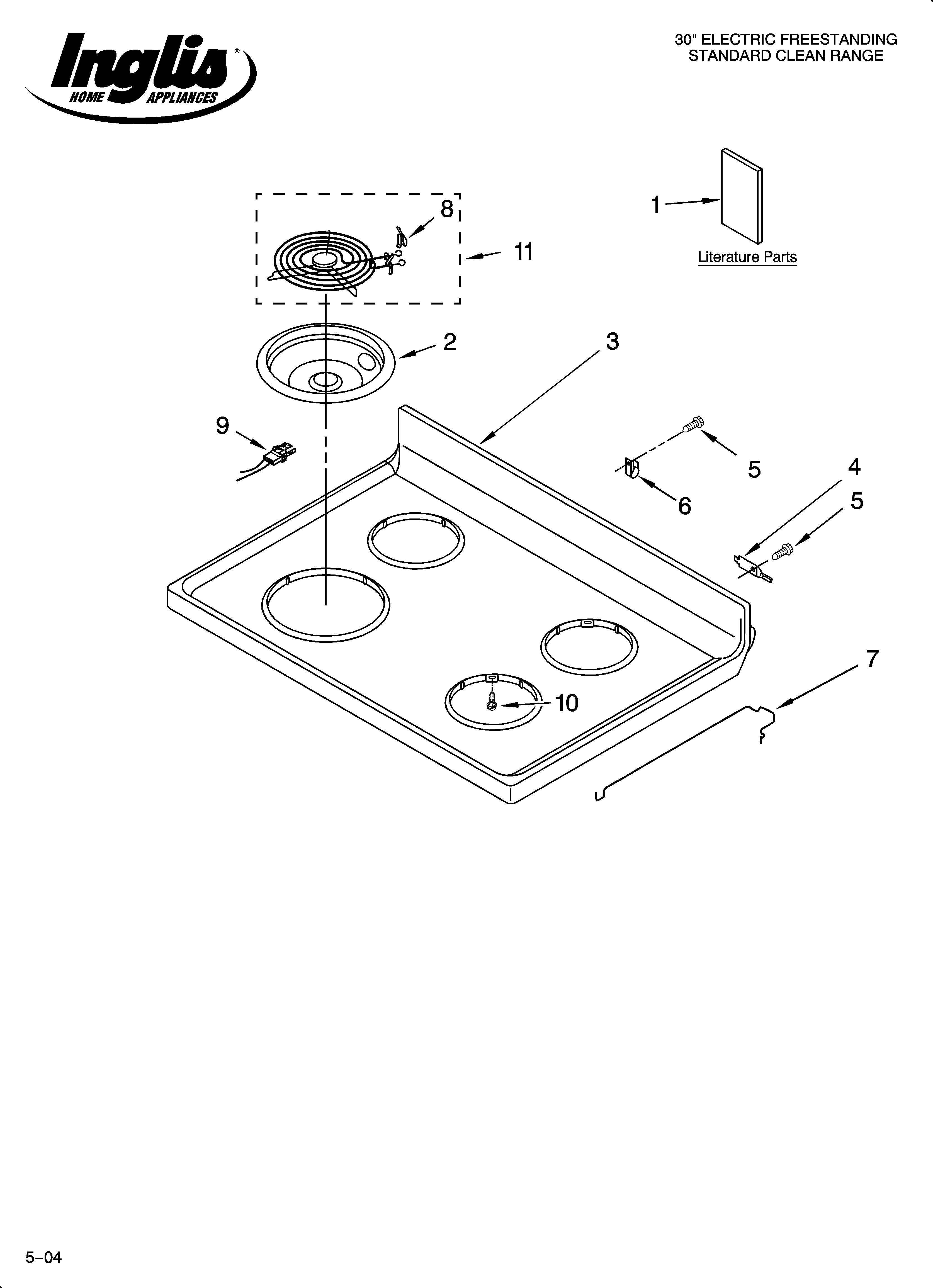 Inglis IME32301 cooktop parts diagram