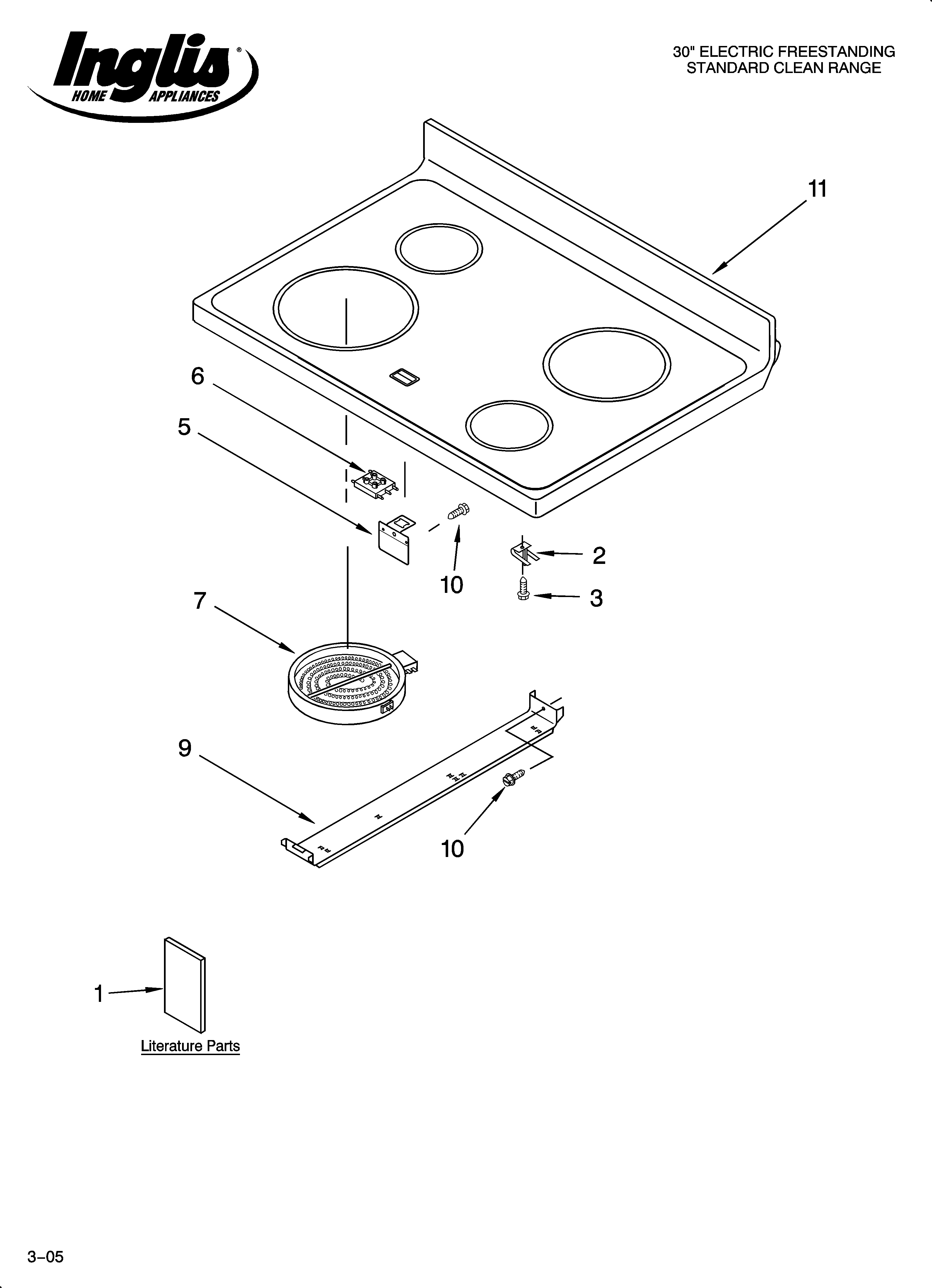 Inglis IME82303 cooktop parts diagram