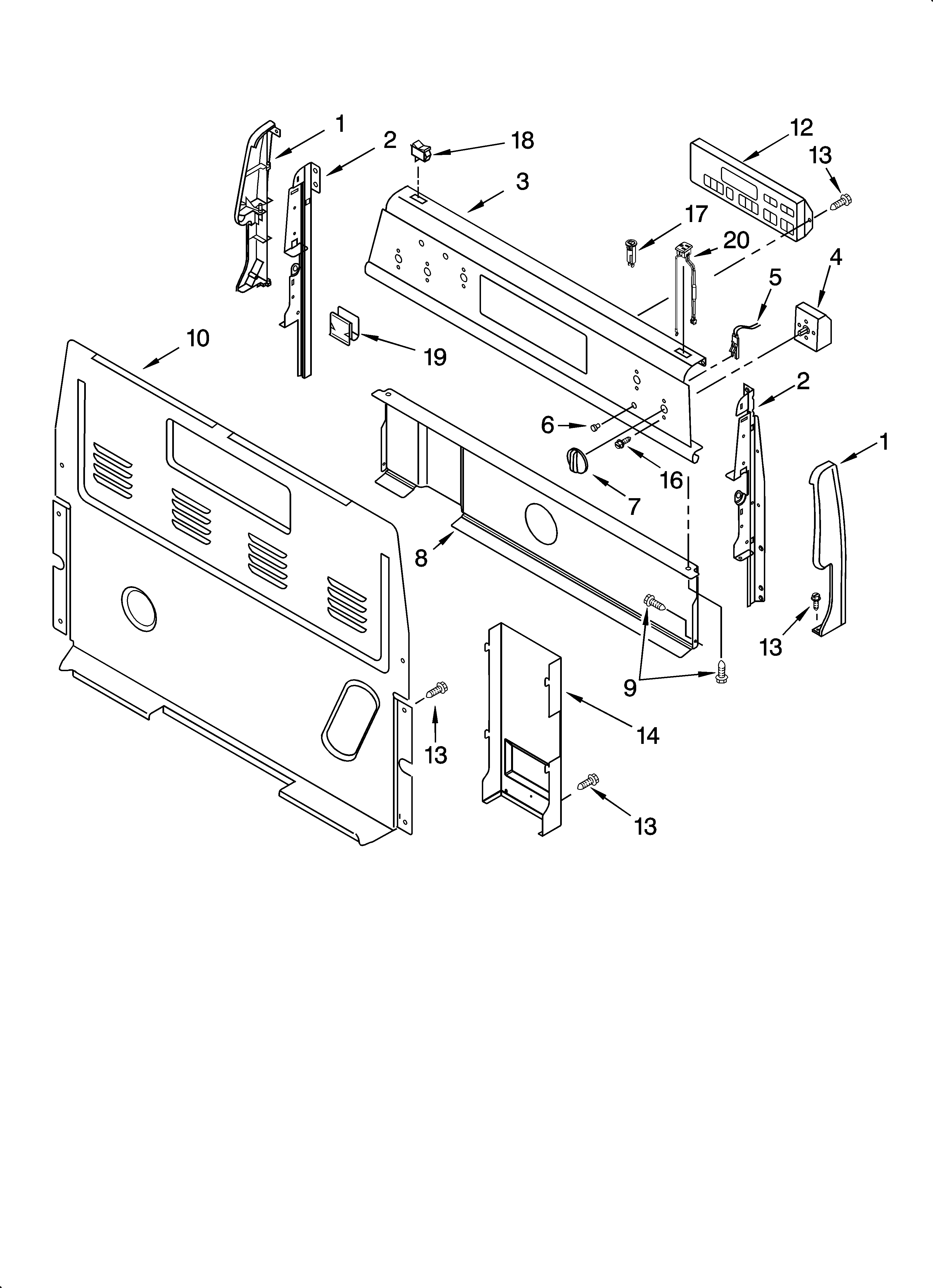 Inglis IME82303 control panel parts diagram