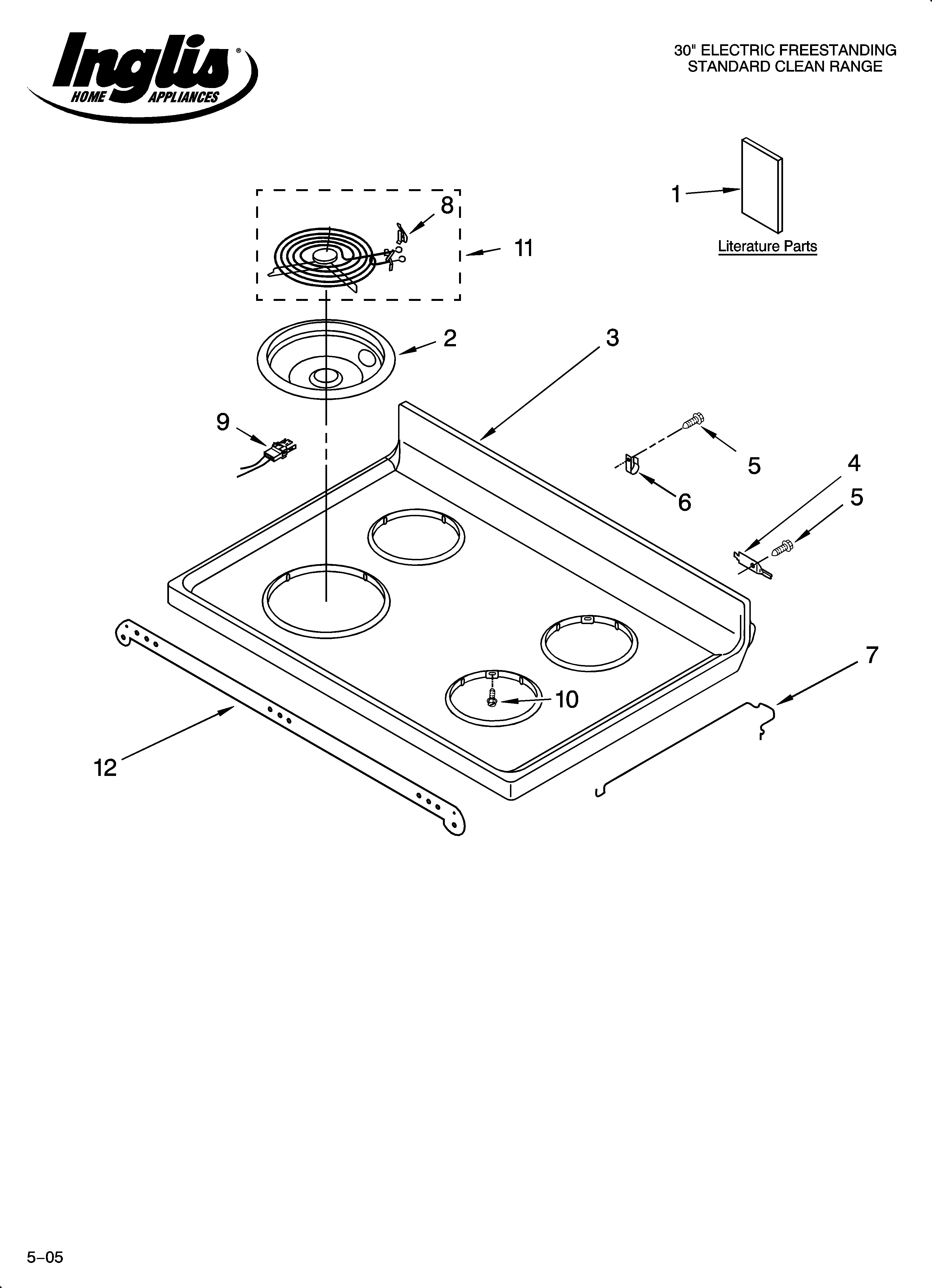Inglis IRE31300 cooktop parts diagram