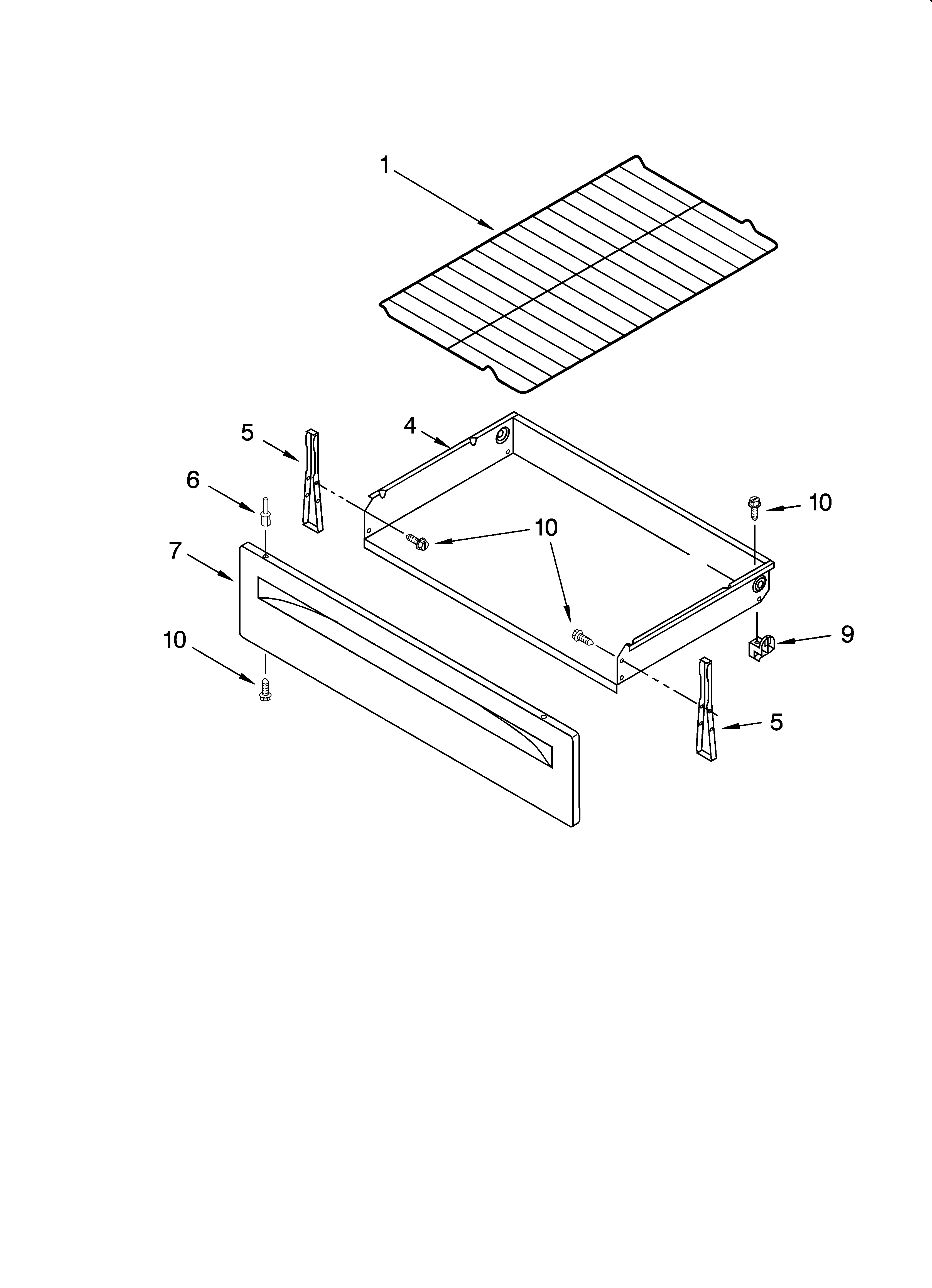Inglis IRE32300 drawer & broiler parts diagram
