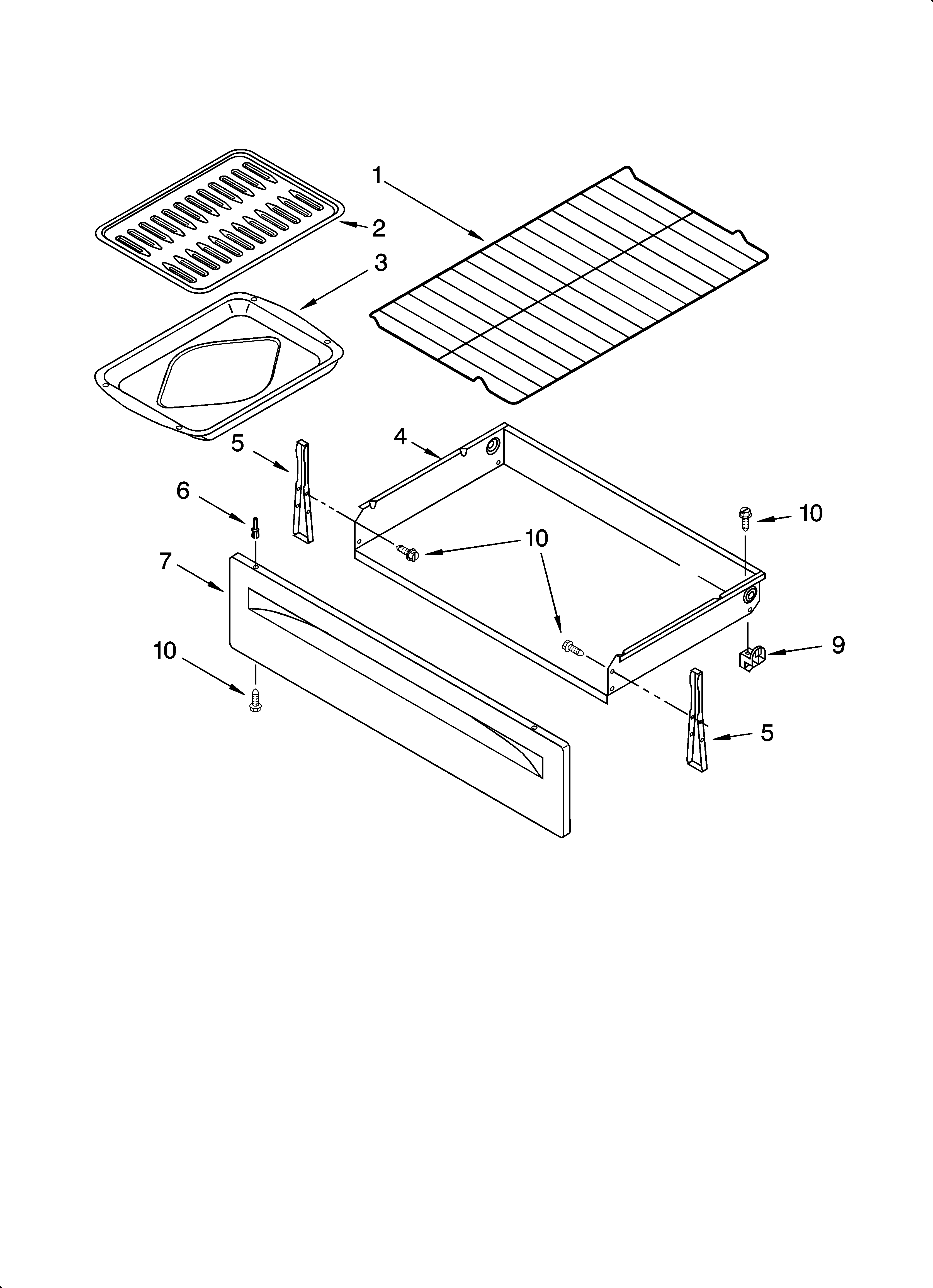 Inglis IRP33801 drawer & broiler parts diagram
