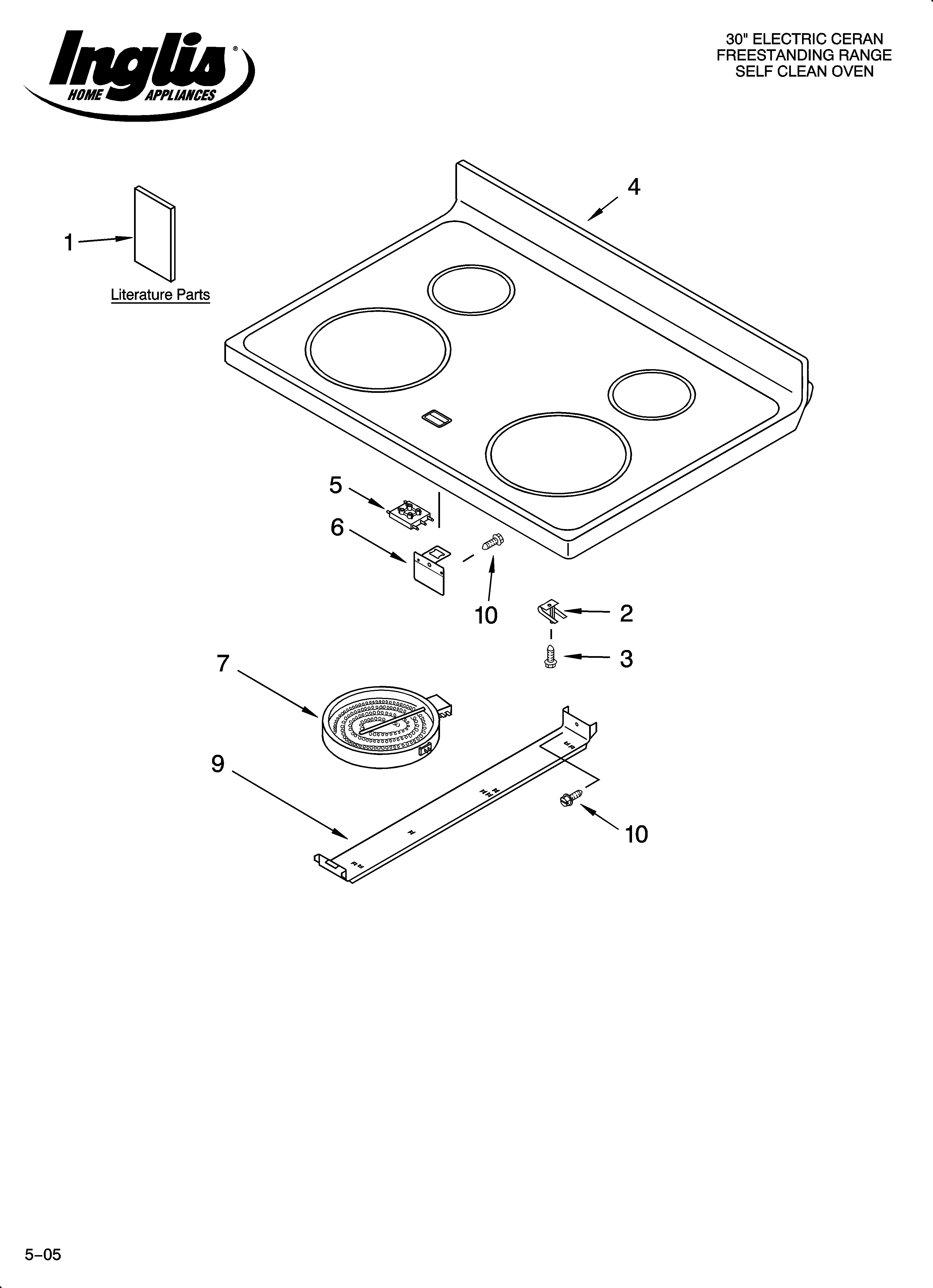 Inglis IRP85800 cooktop parts diagram