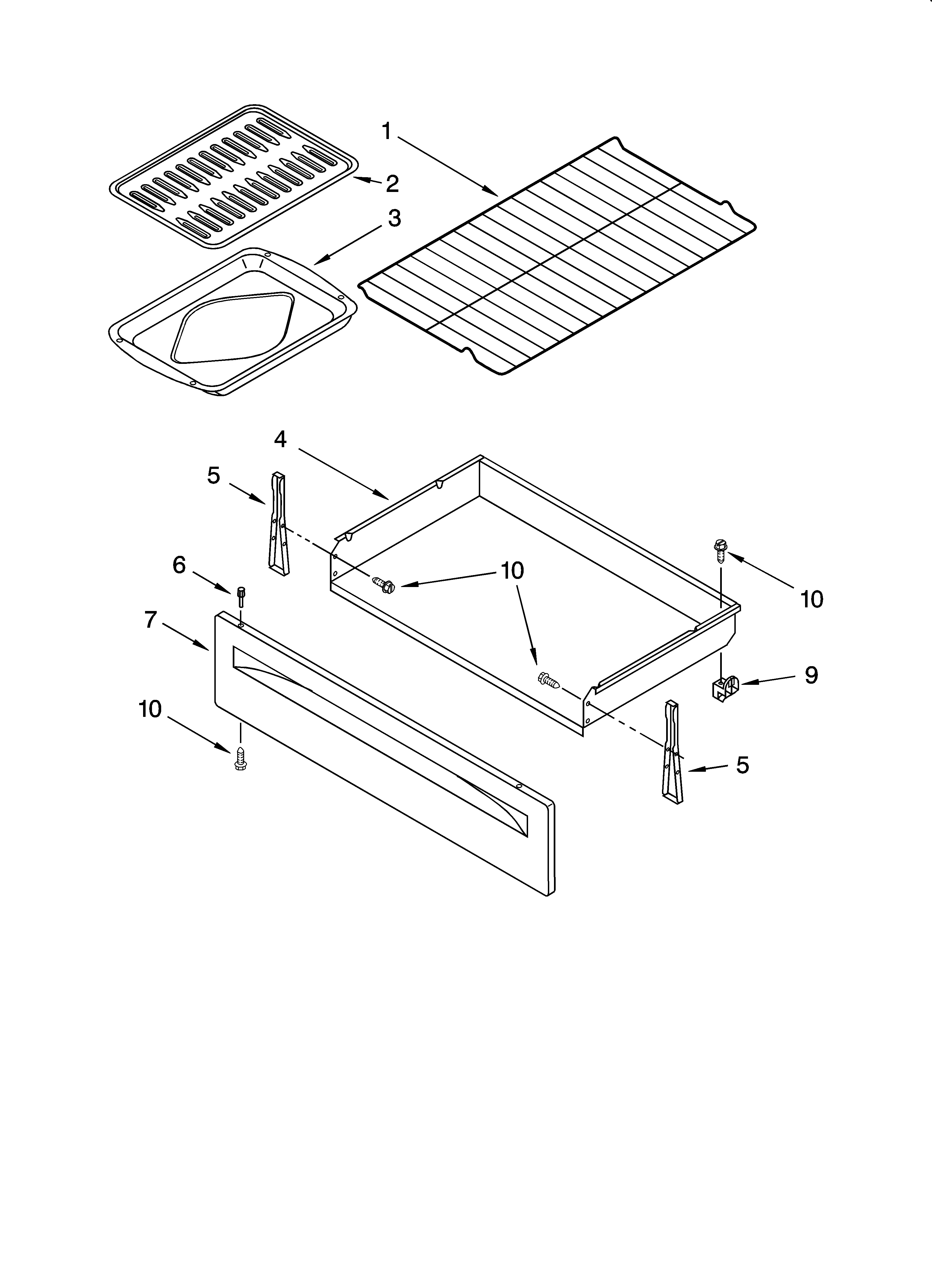 Inglis IRP85801 drawer & broiler parts diagram