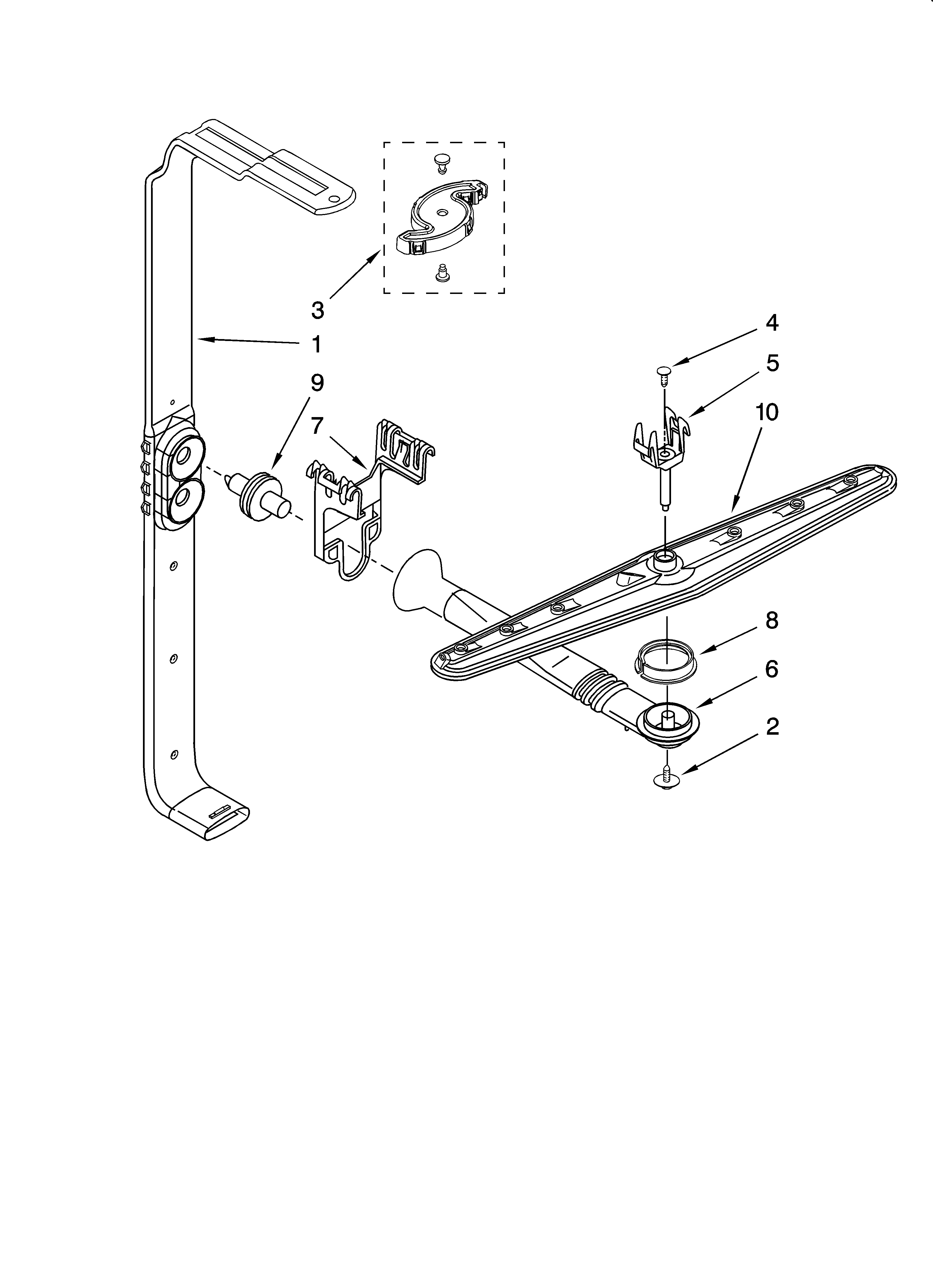 KitchenAid KUDJ02CRBS4 upper wash and rinse parts diagram