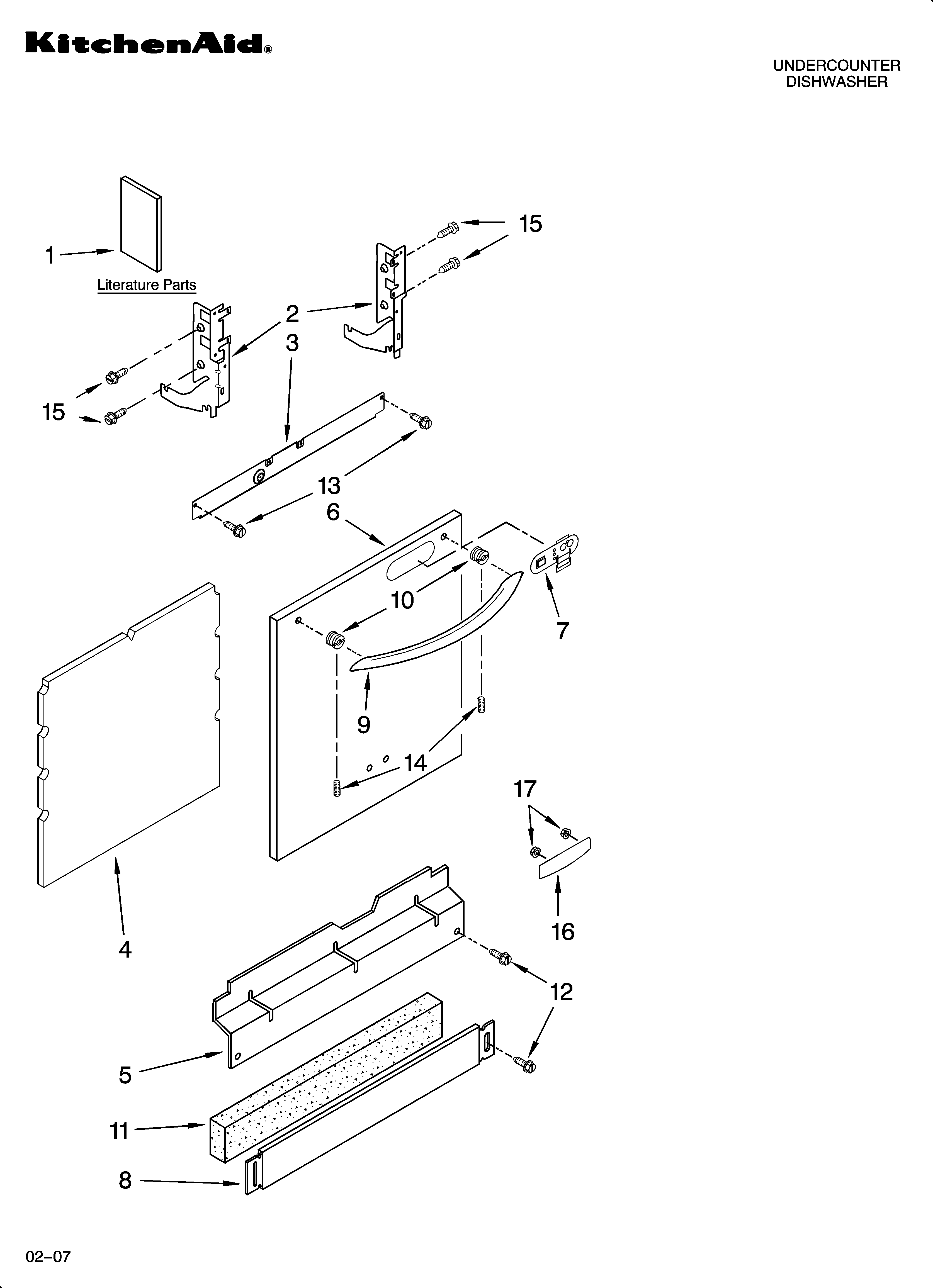 KitchenAid KUDS02SRBL3 door and panel parts diagram