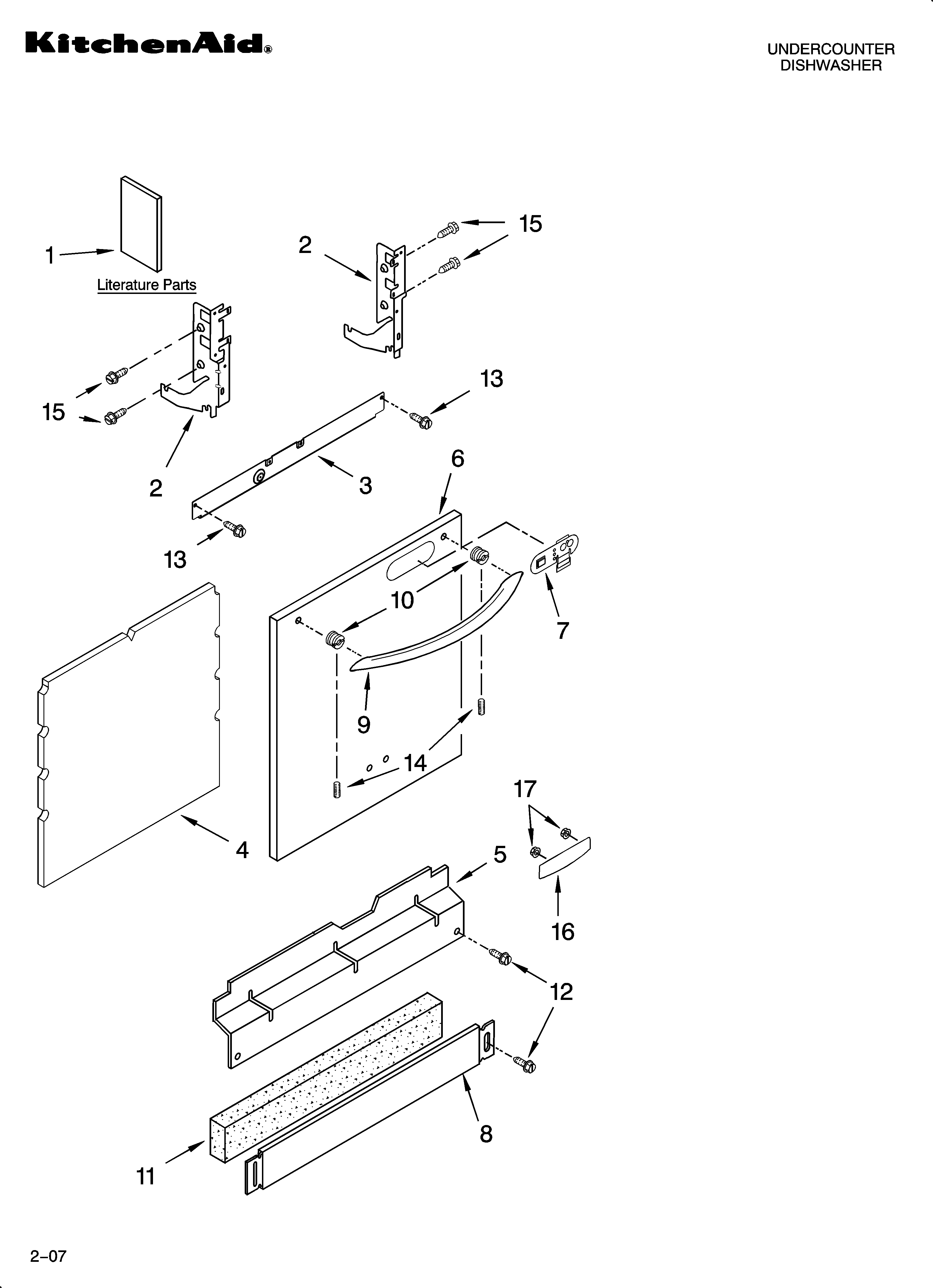 KitchenAid KUDS02SRWH4 door and panel parts diagram