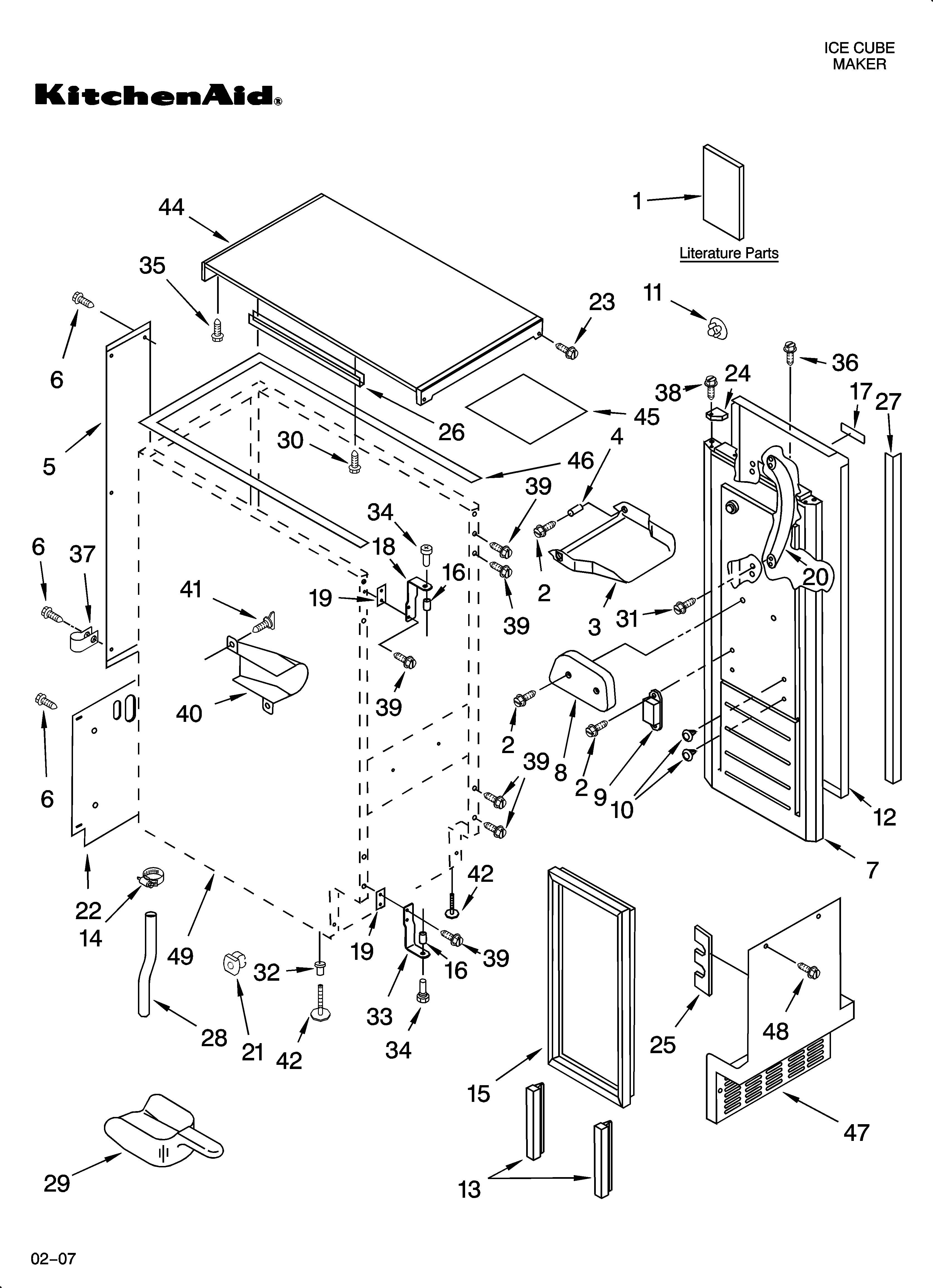 KitchenAid KUIC15NLSS0 cabinet liner and door parts diagram