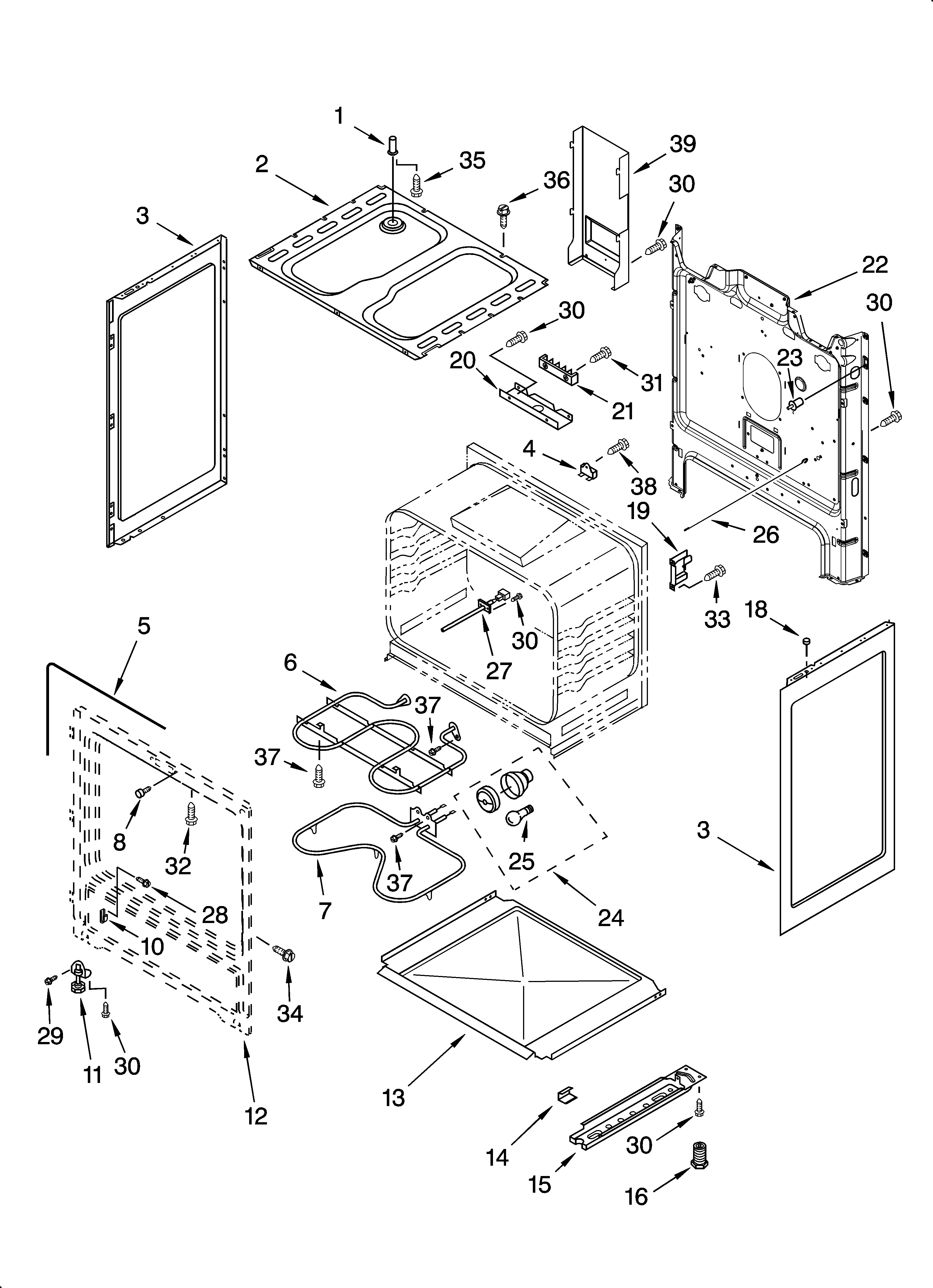 Whirlpool WERE3000PQ4 chassis parts diagram