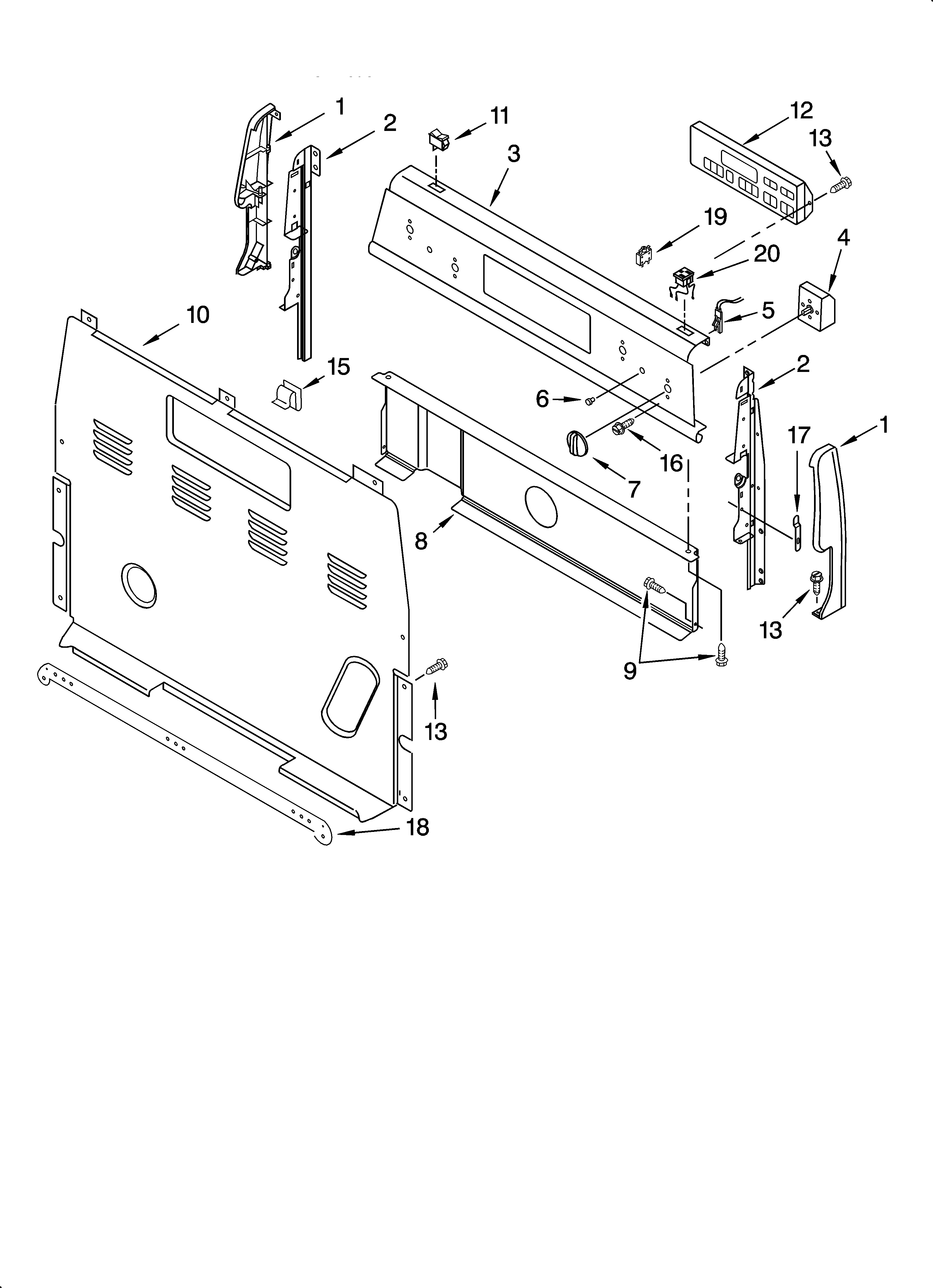 Whirlpool WERE3000PB5 control panel parts diagram
