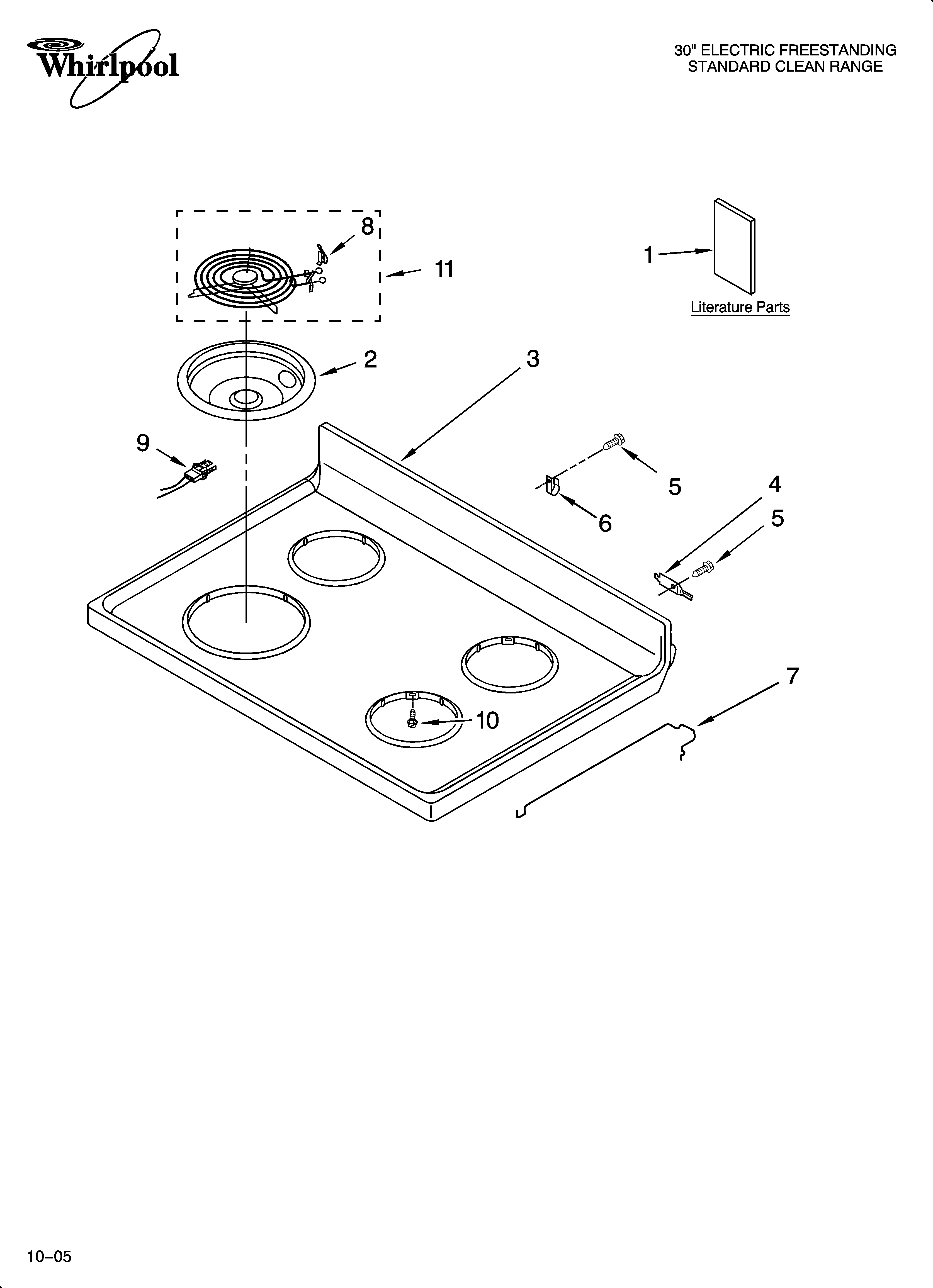 Whirlpool WERE3100PQ2 cooktop parts diagram