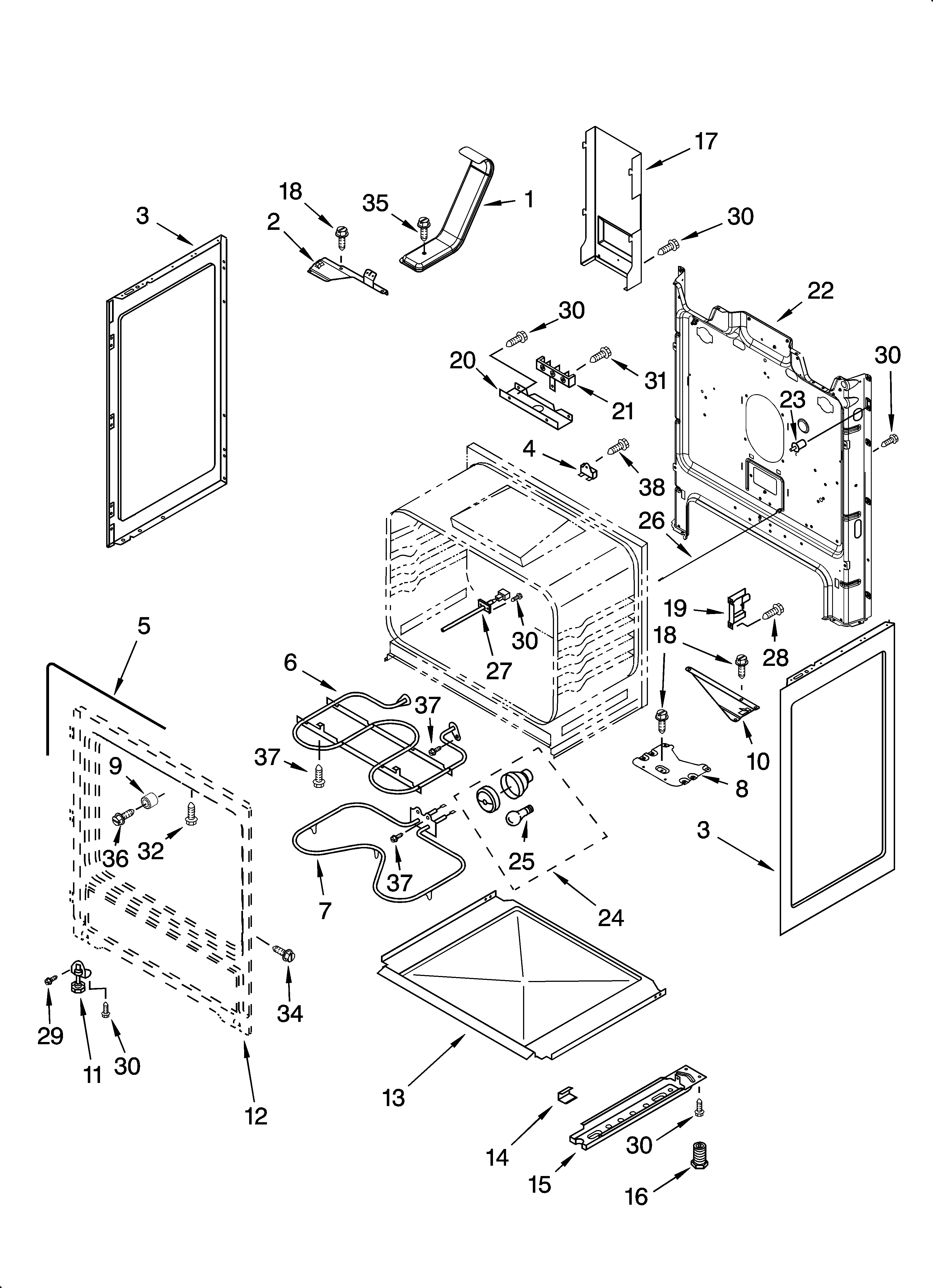 Whirlpool WERE4100PQ2 chassis parts diagram