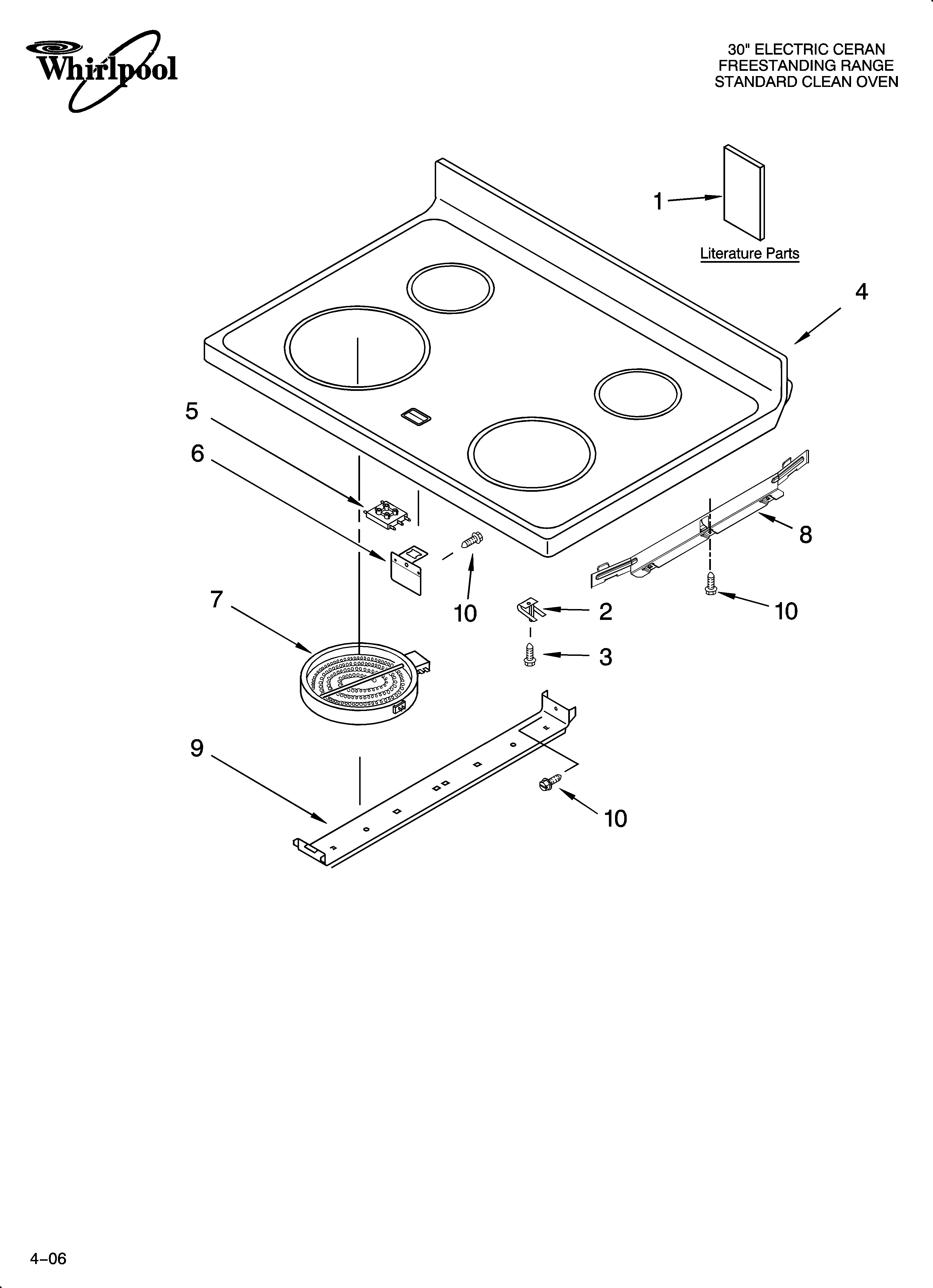 Whirlpool WERE4200PQ3 cooktop parts diagram