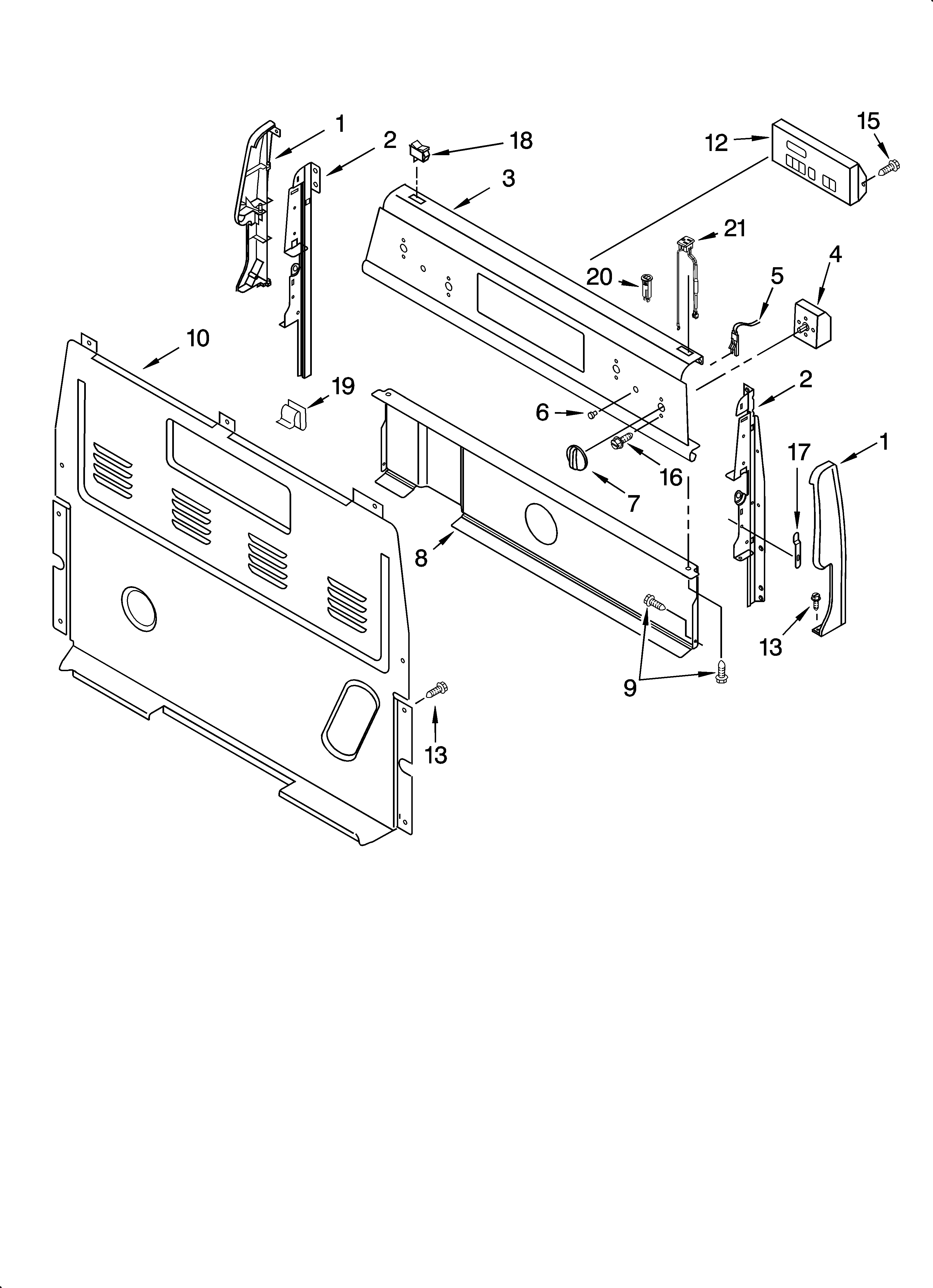 Whirlpool WERP3000PB4 control panel parts diagram
