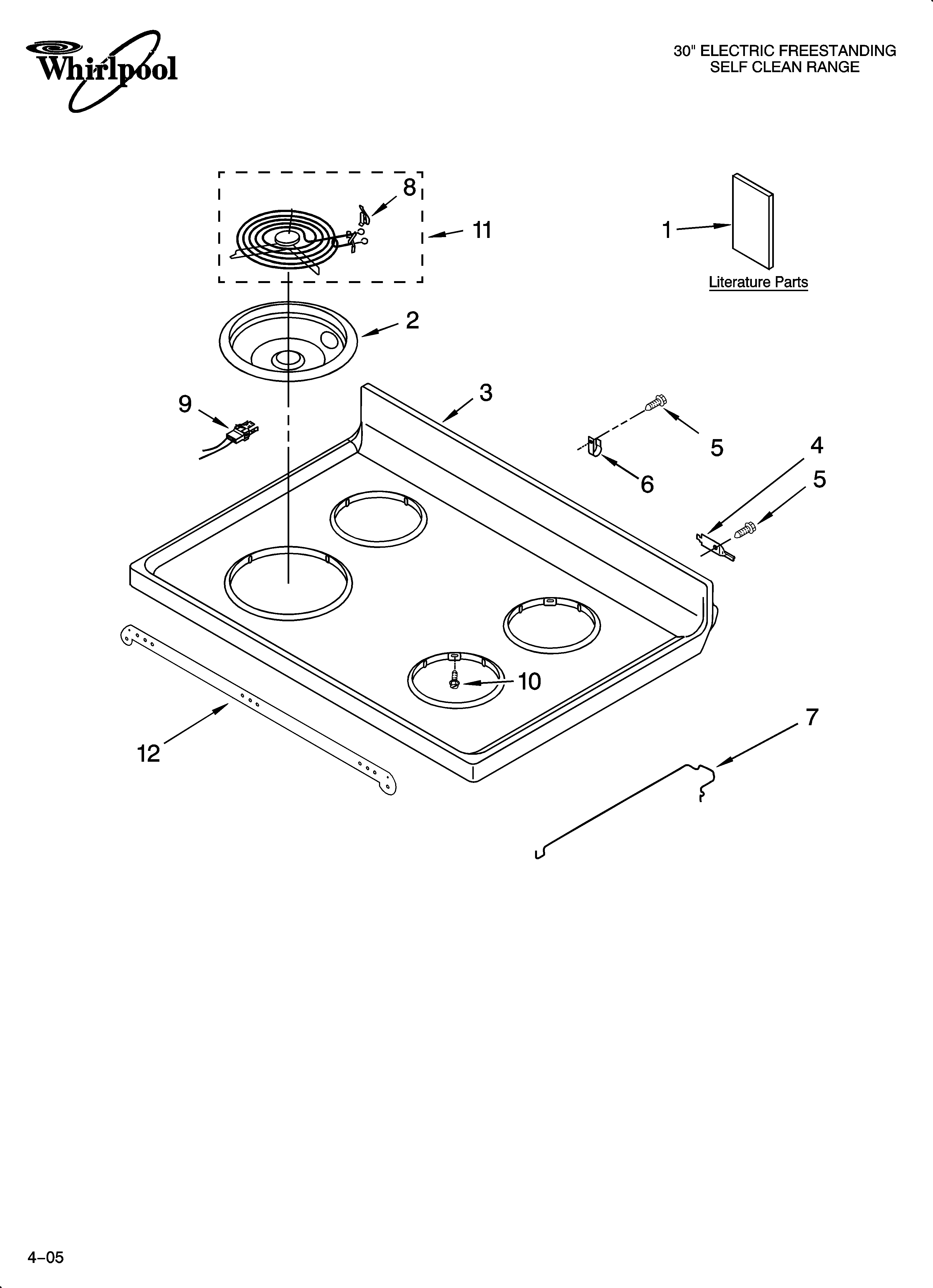 Whirlpool WERP3000PQ2 cooktop parts diagram