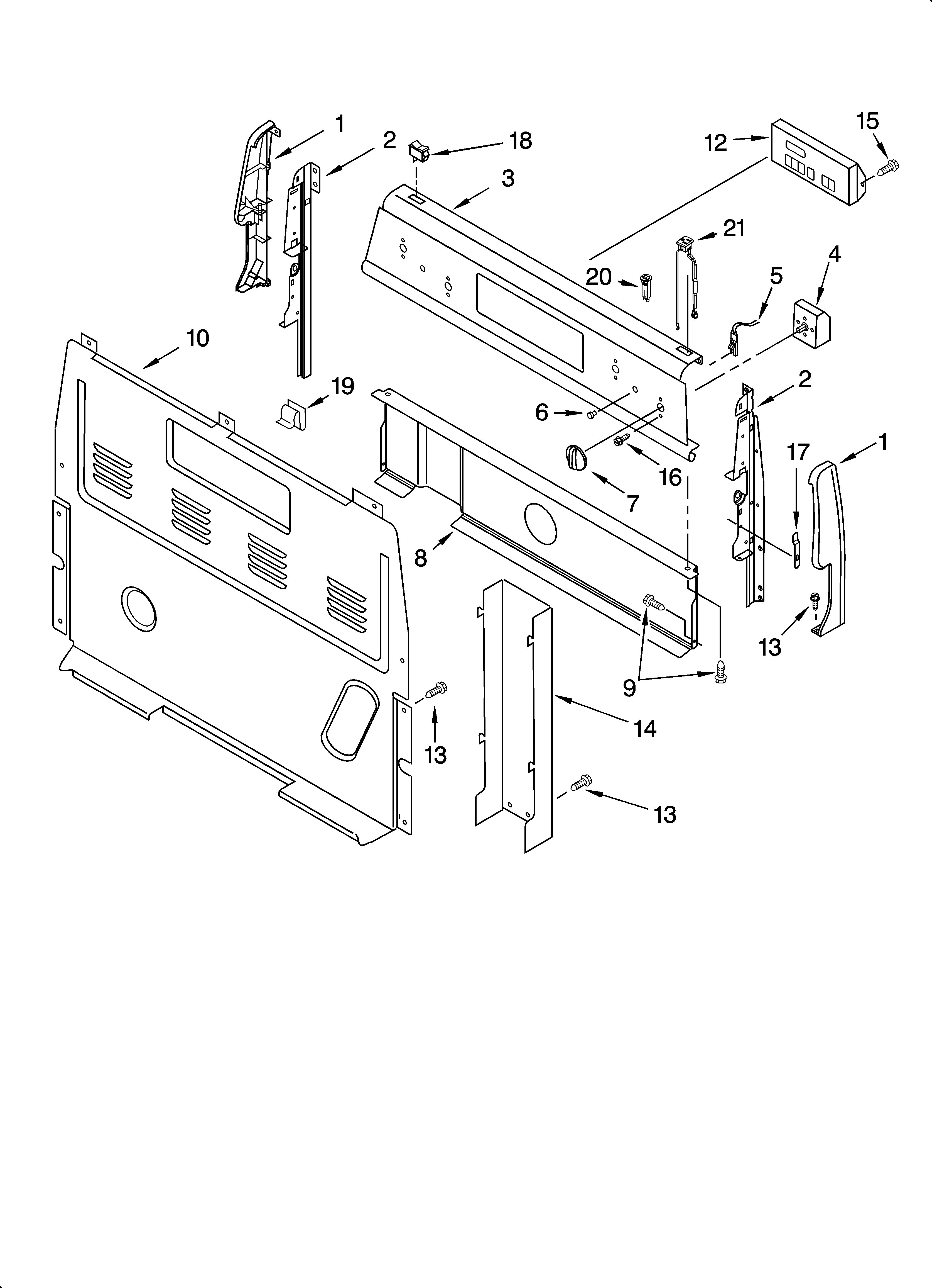 Whirlpool WERP3000PQ2 control panel parts diagram