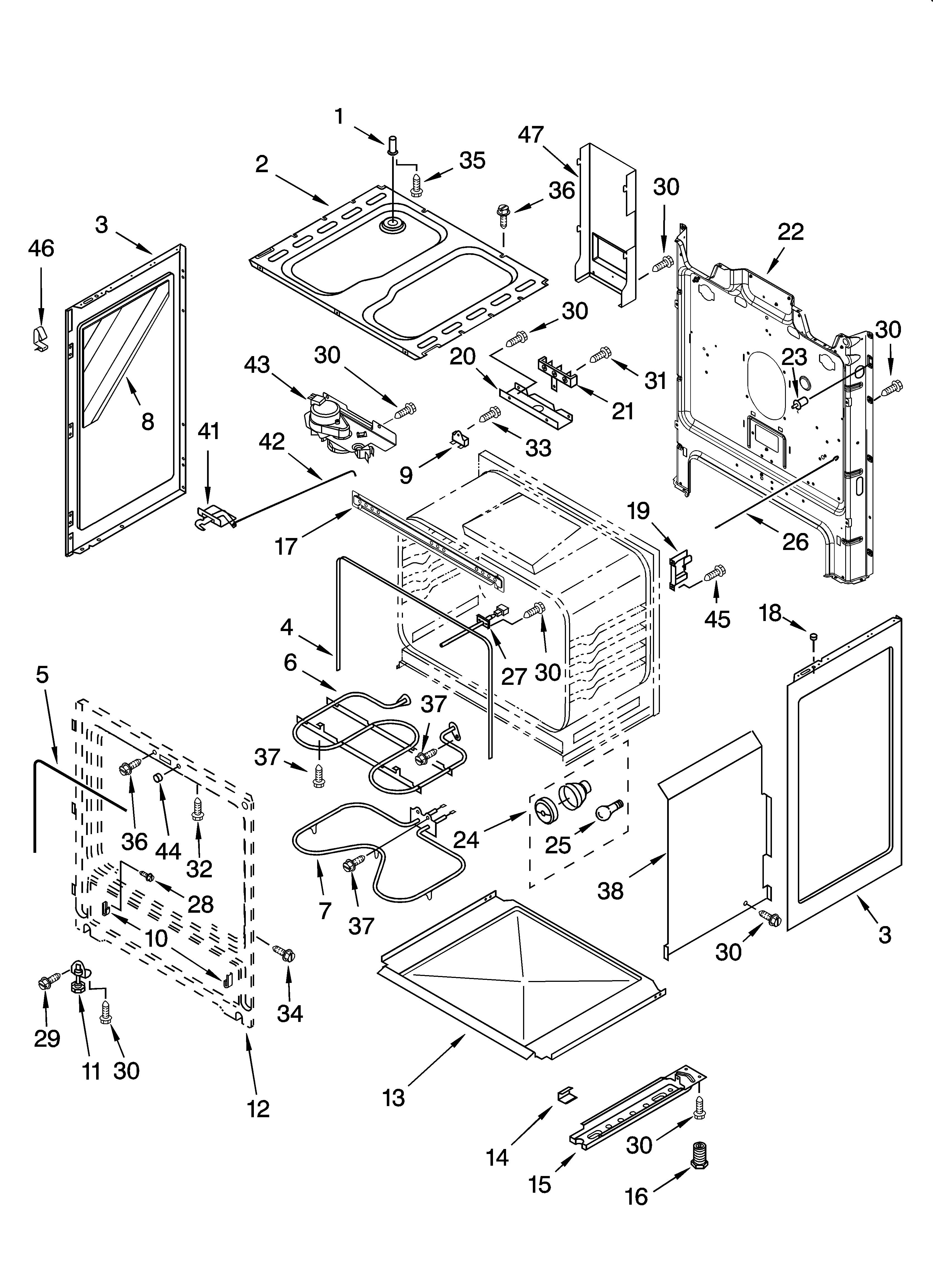 Whirlpool WERP3100PS2 chassis parts diagram