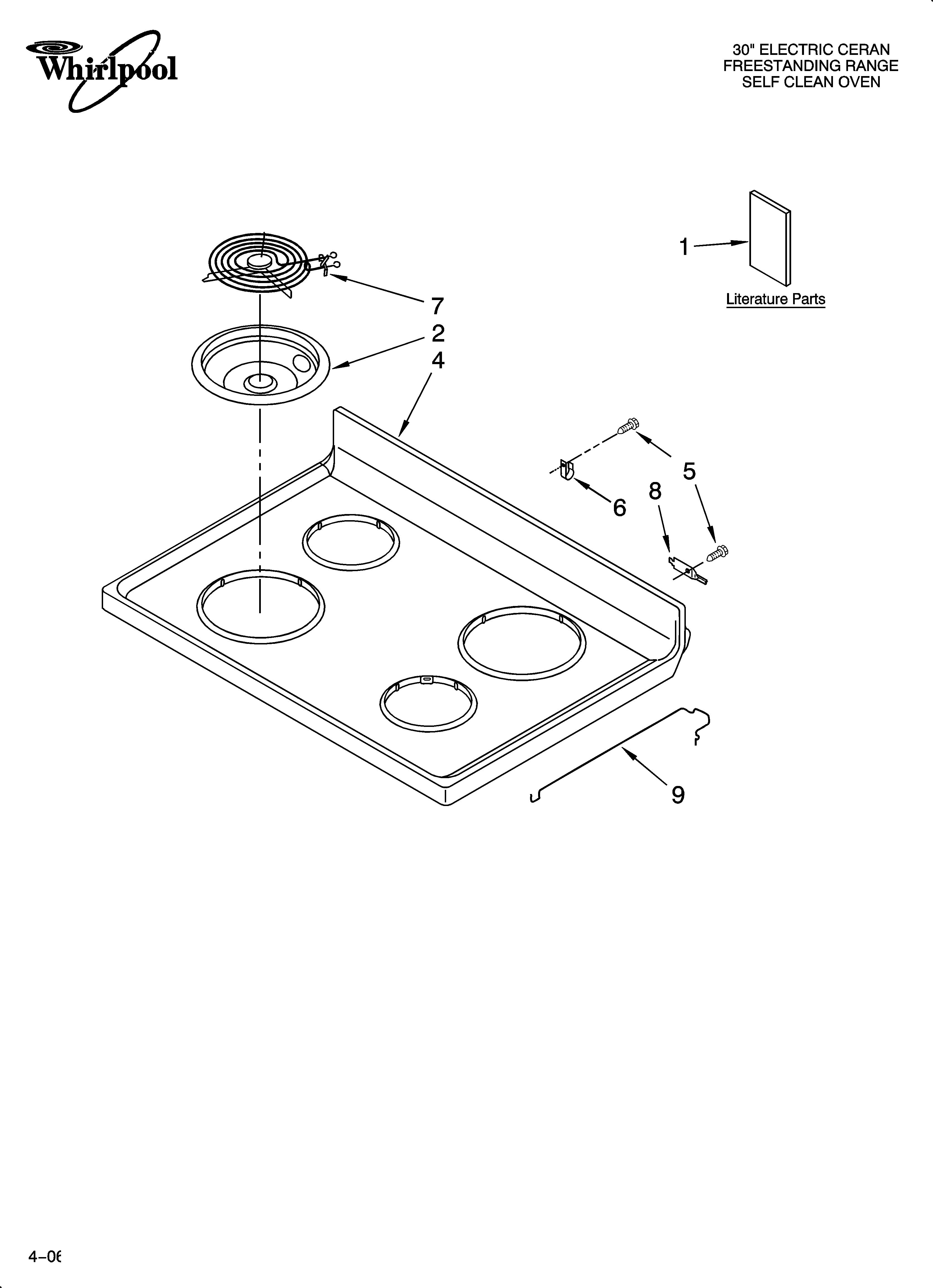Whirlpool WERP3101SQ0 cooktop parts diagram