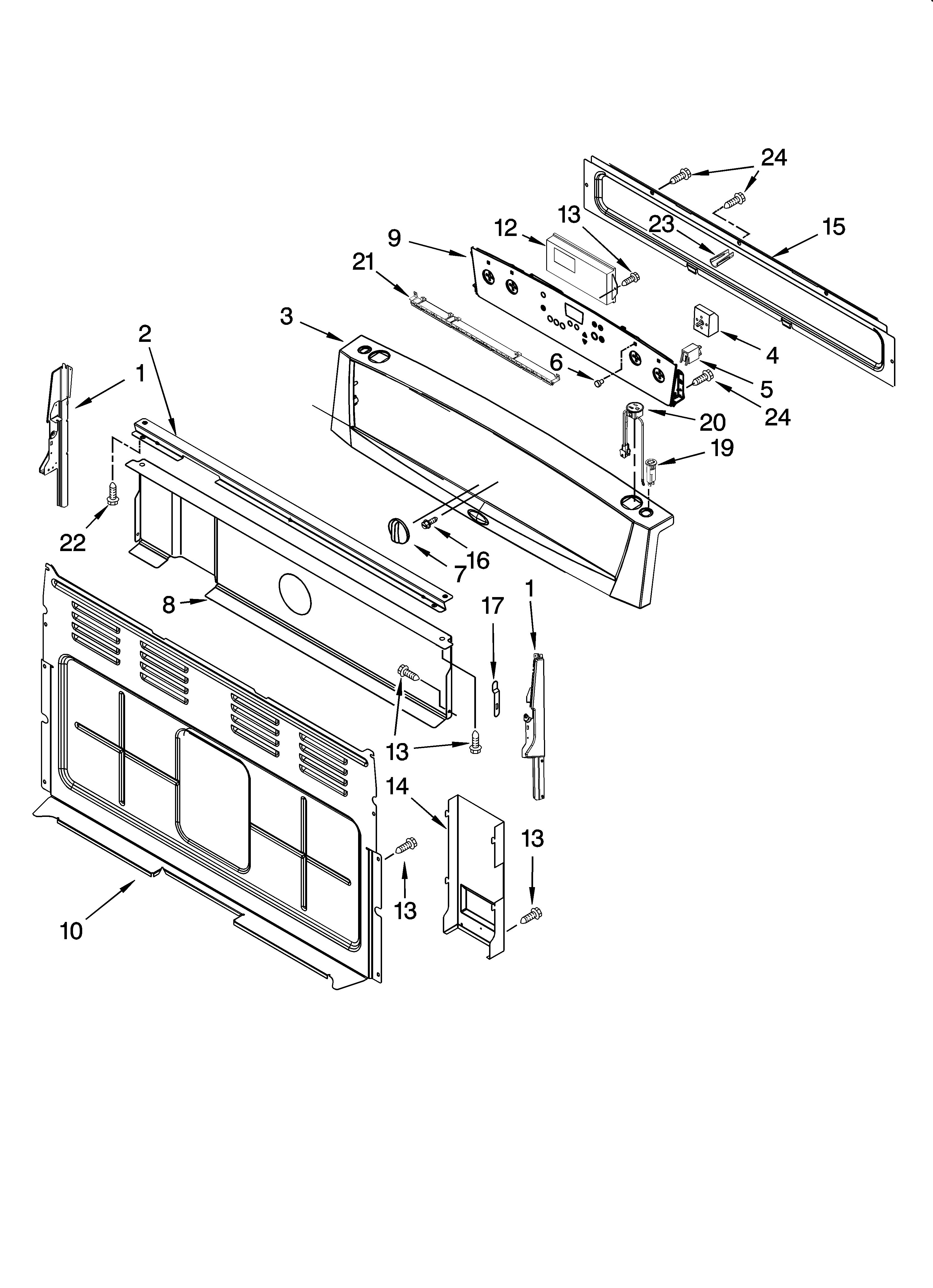 Whirlpool WERP3120PB1 control panel parts diagram
