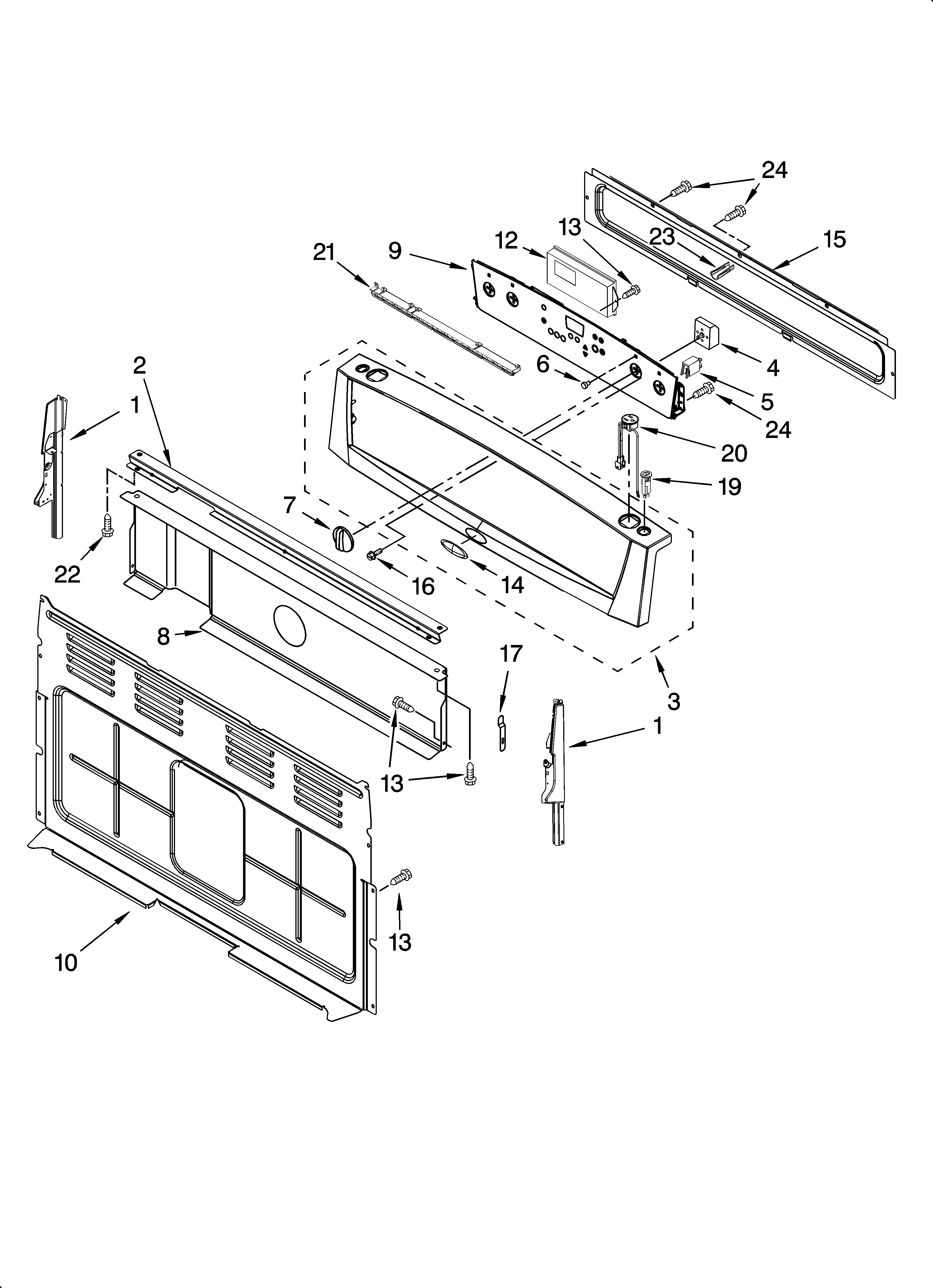 Whirlpool WERP3120PB3 control panel parts diagram