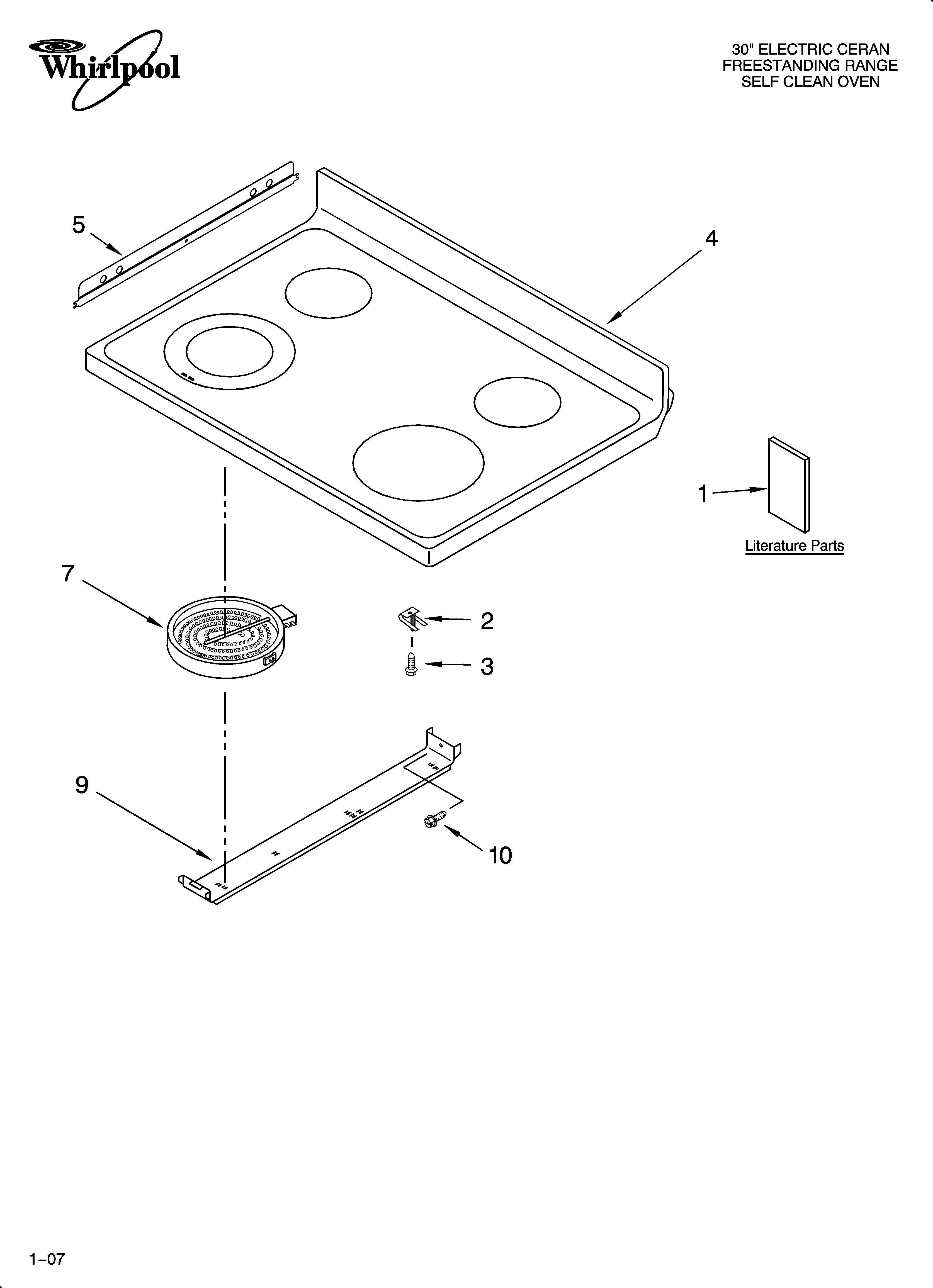 Whirlpool WERP4101SB0 cooktop parts diagram