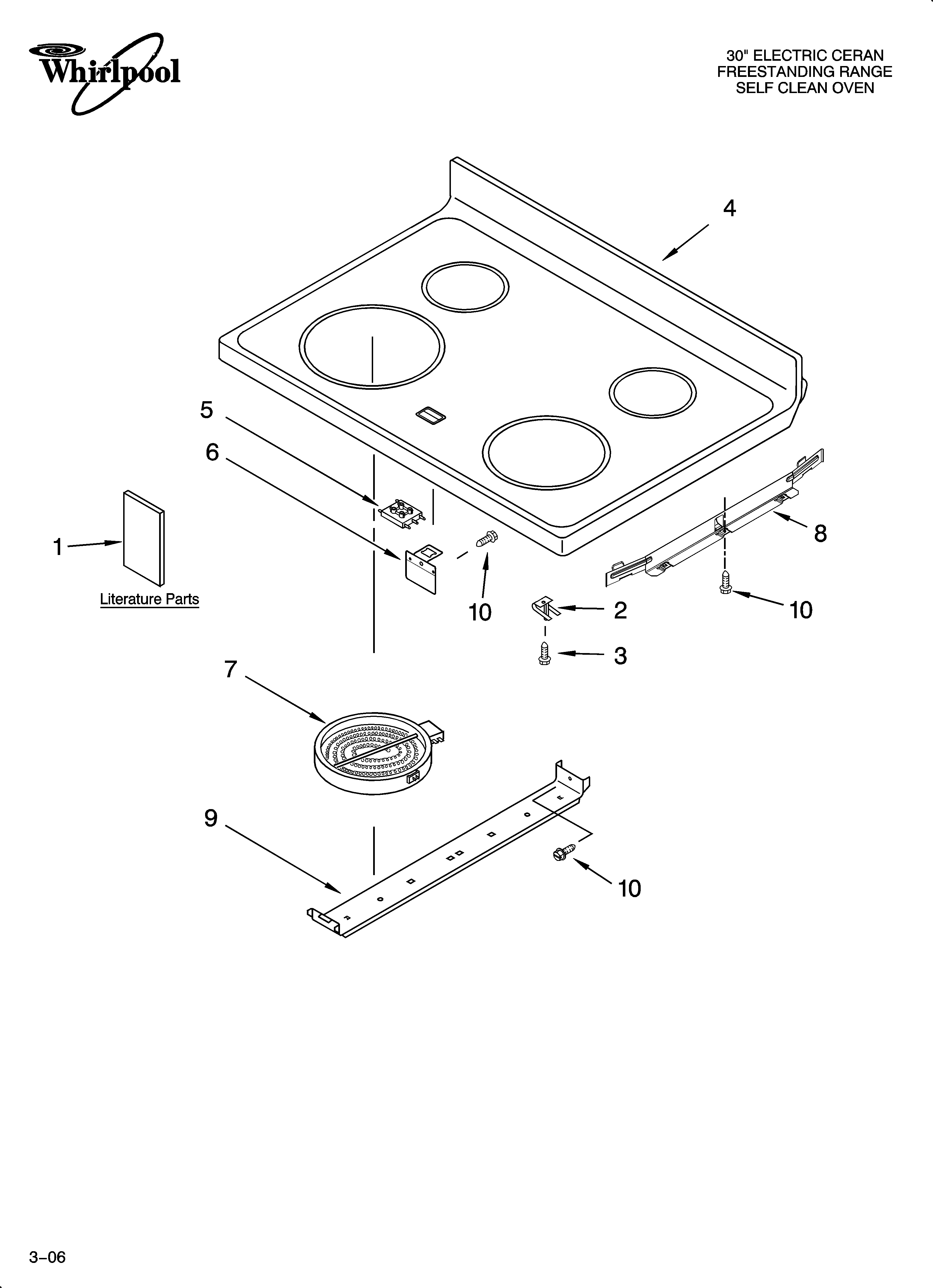 Whirlpool WERP4110PQ3 cooktop parts diagram