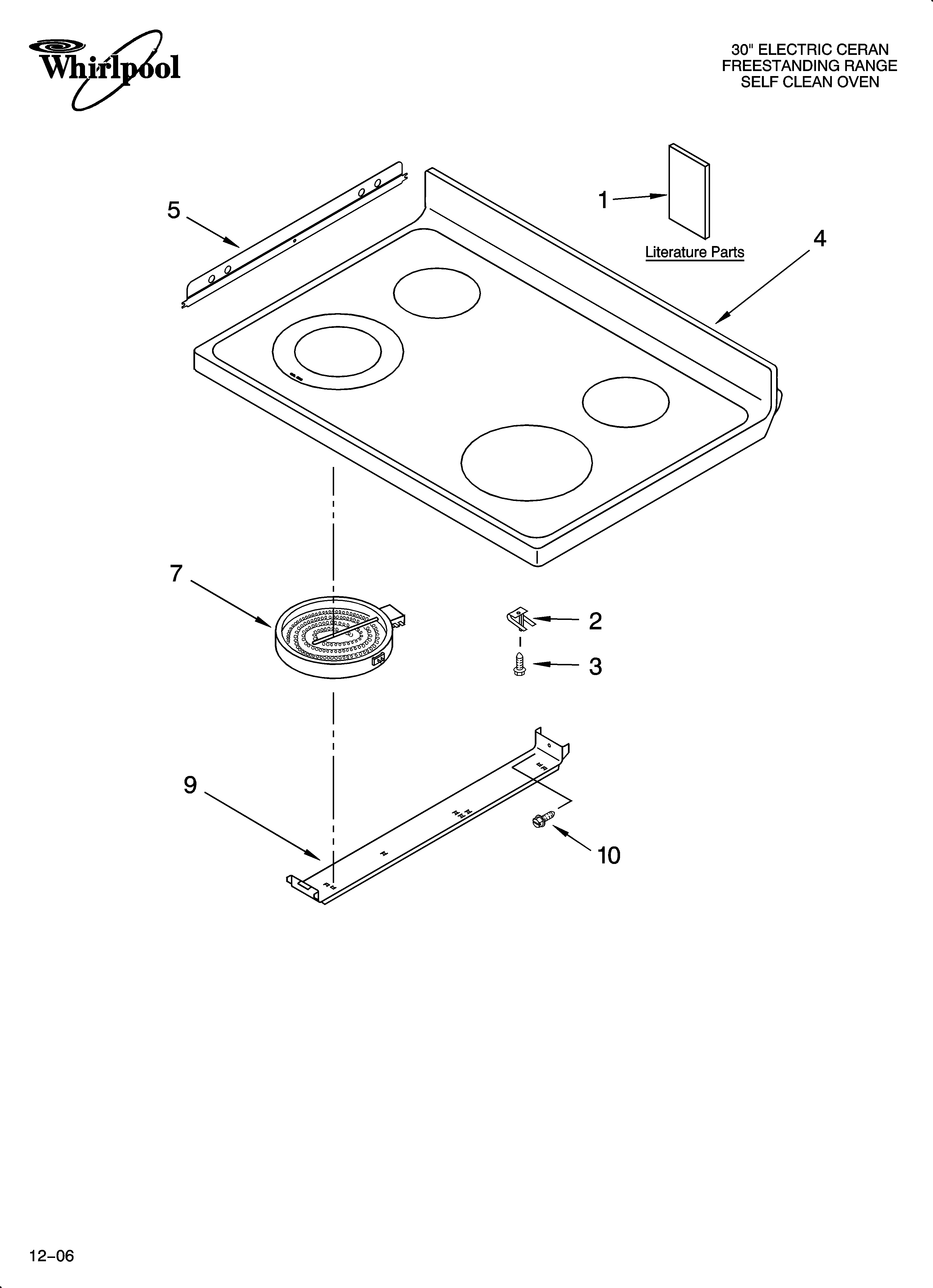Whirlpool WERP4110SB0 cooktop parts diagram