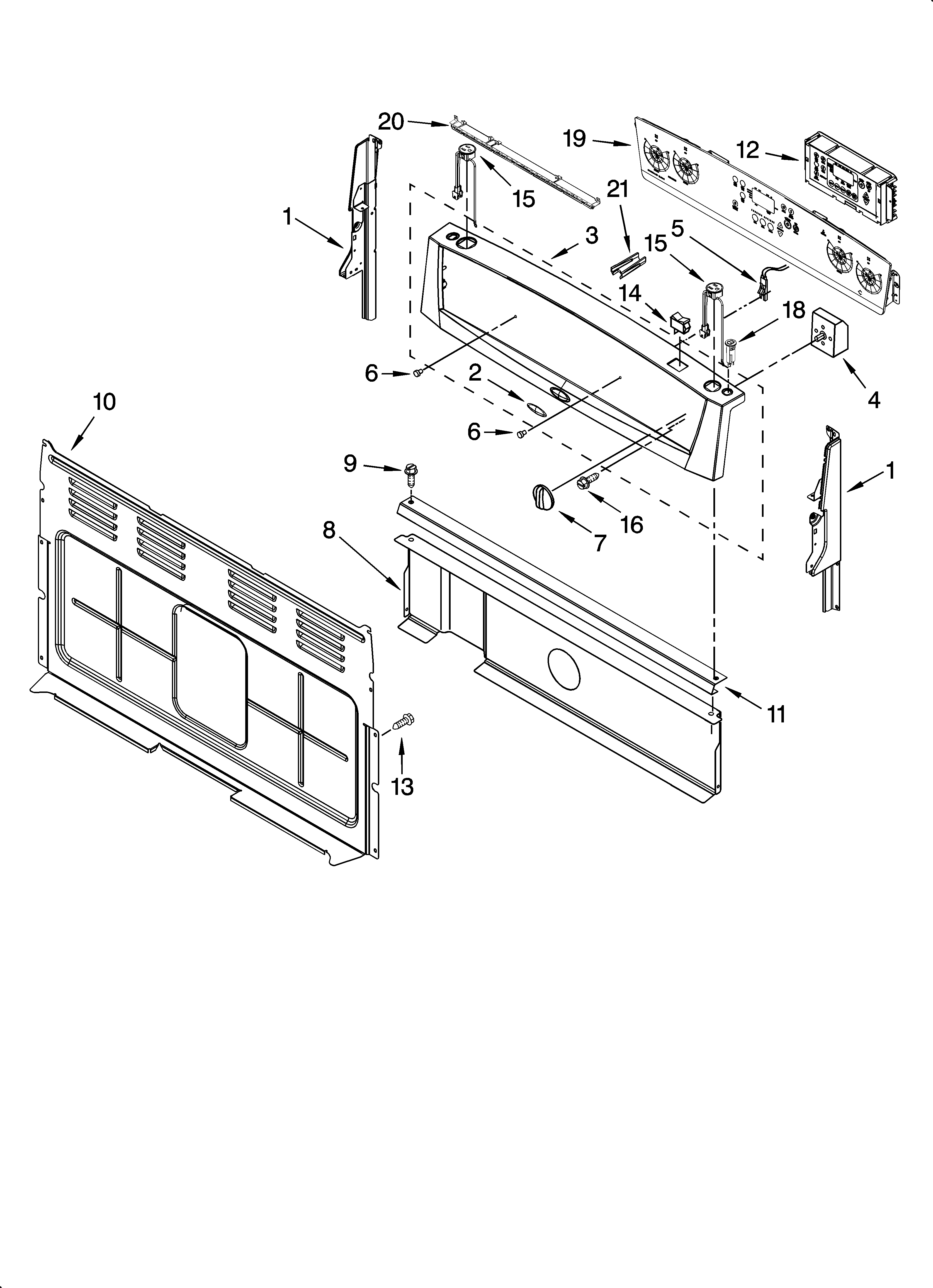 Whirlpool WERP4110SB0 control panel parts diagram