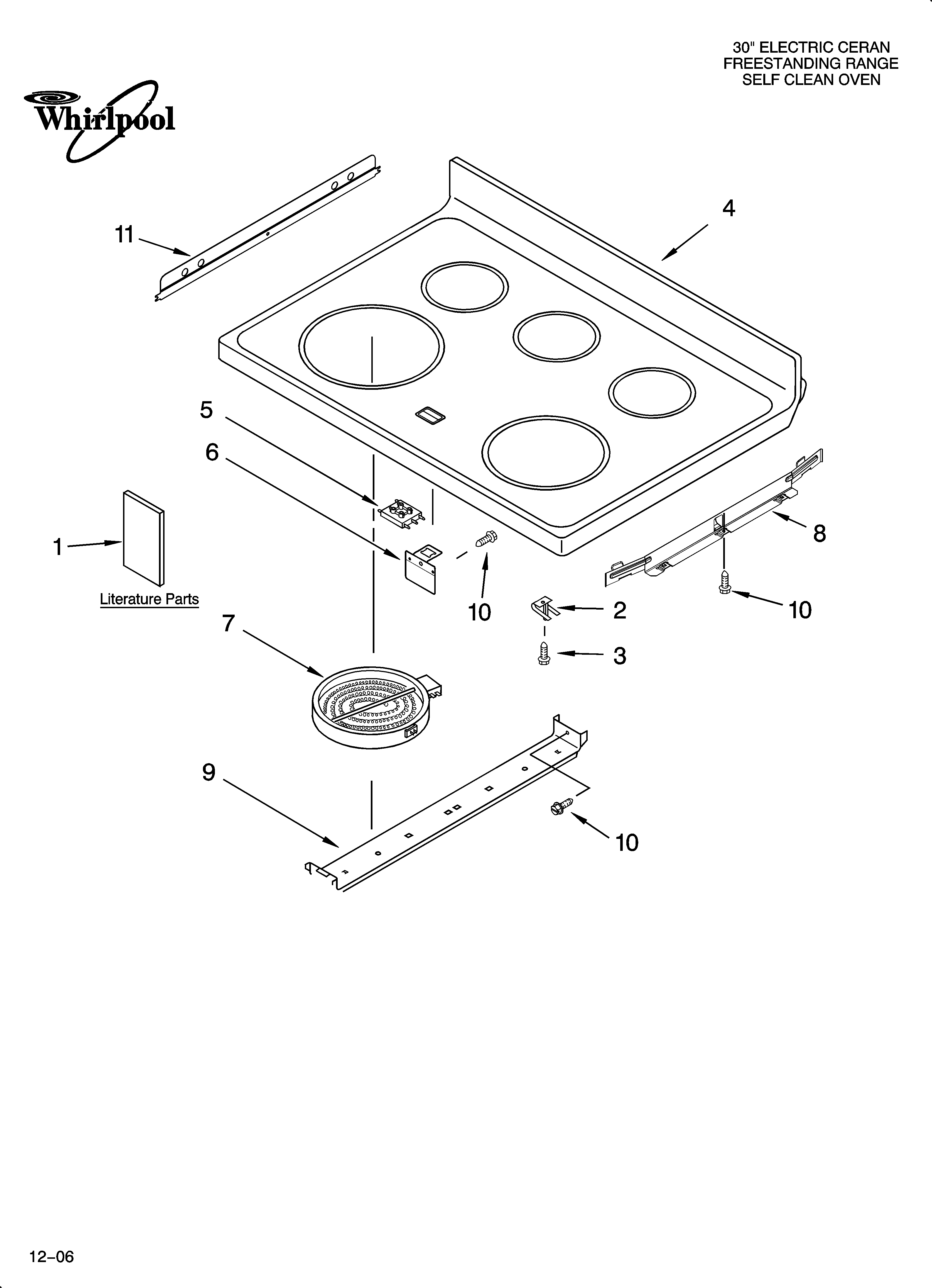 Whirlpool WERP4120PQ3 cooktop parts diagram