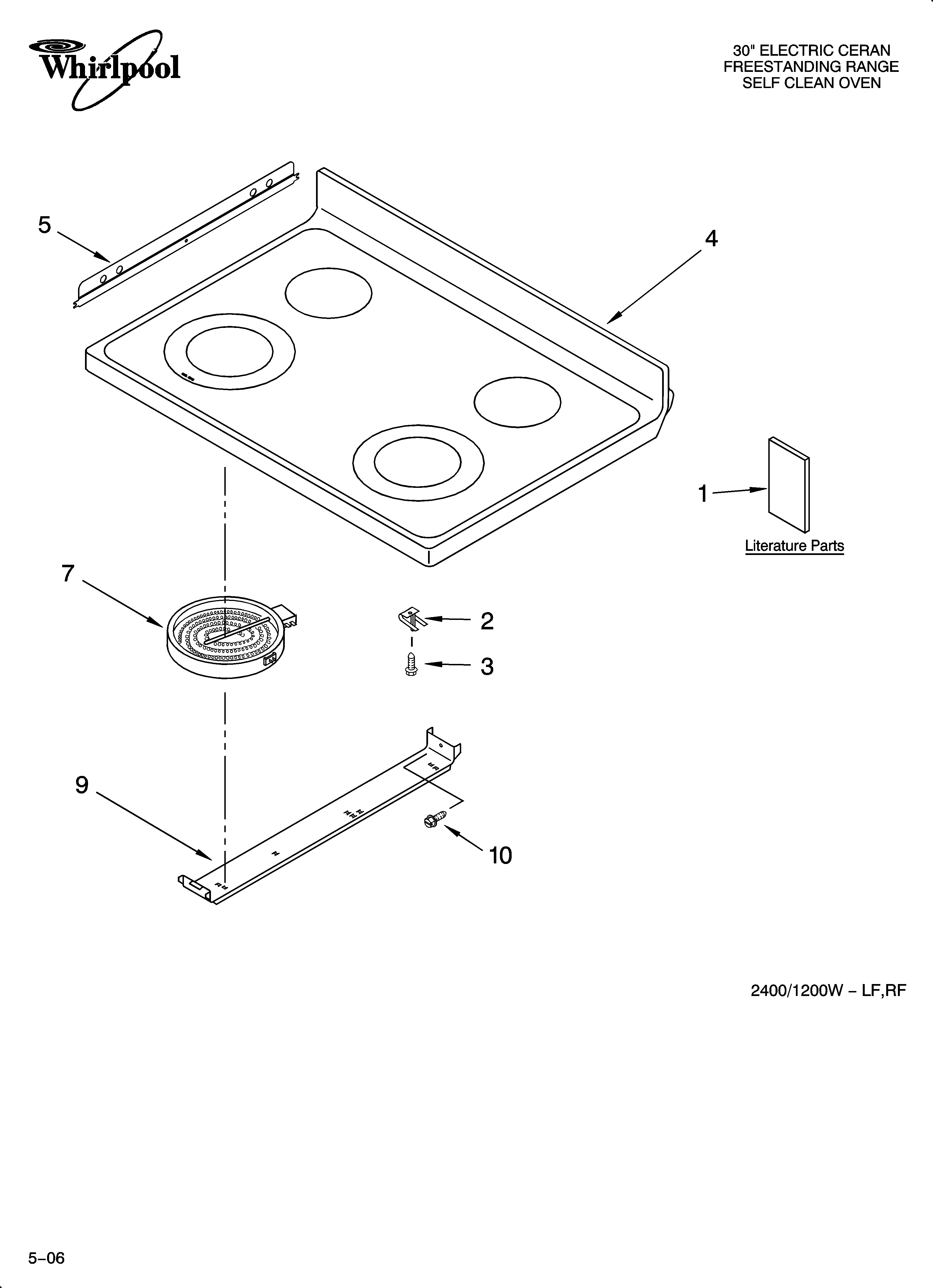 Whirlpool WERP4120SB0 cooktop parts diagram