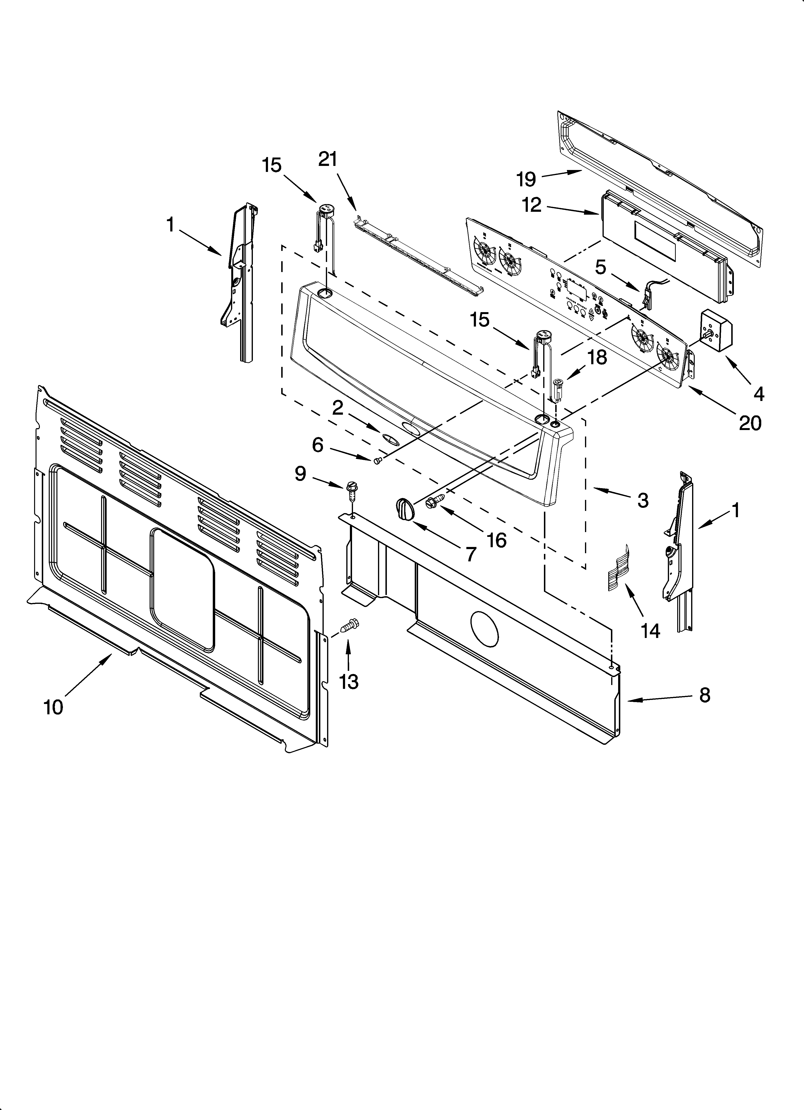 Whirlpool WERP4120SB0 control panel parts diagram