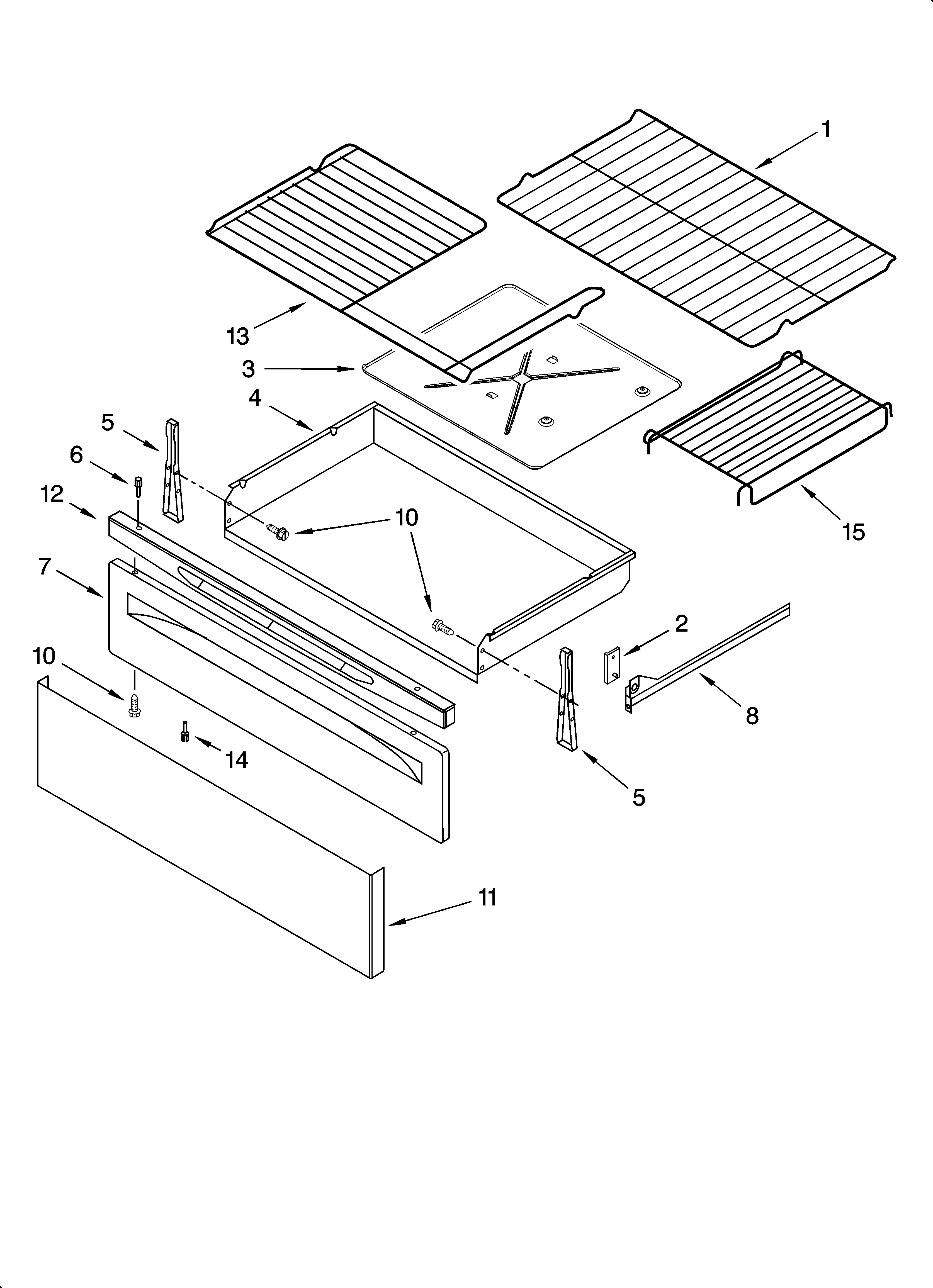 Whirlpool WERP4120SB0 drawer & broiler parts diagram