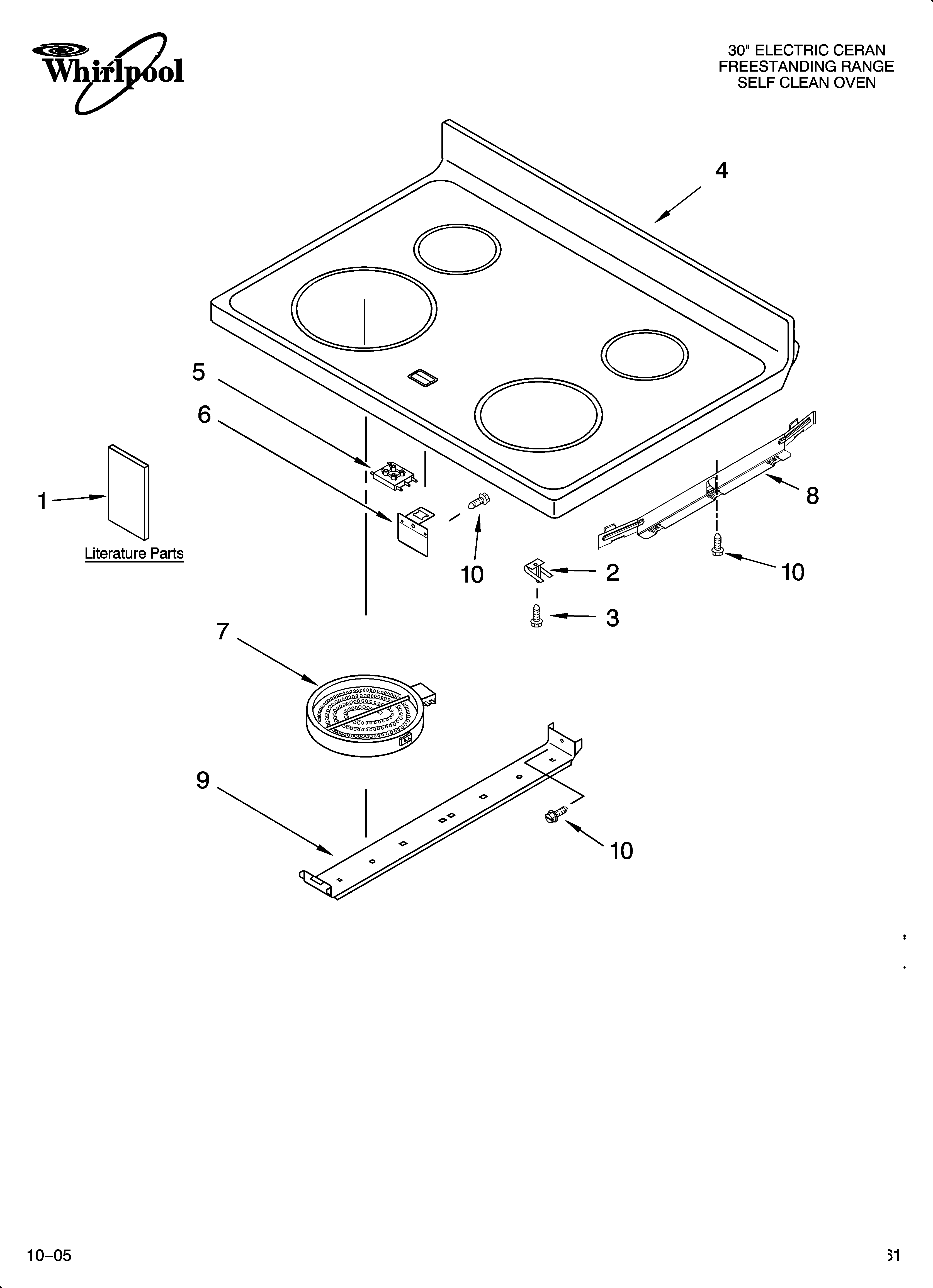 Whirlpool WERP4210PQ2 cooktop parts diagram