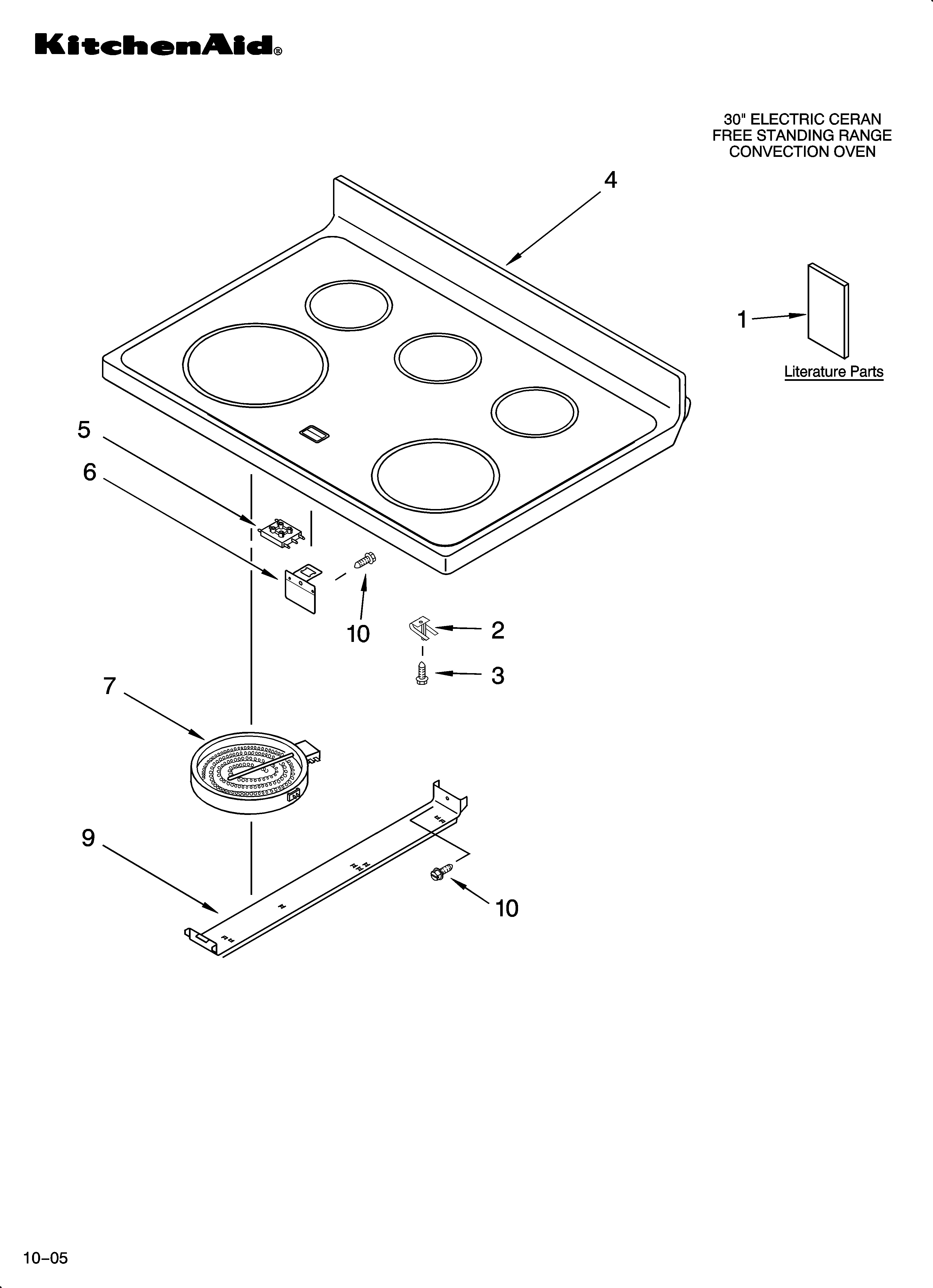 KitchenAid YKERA205PW3 cooktop parts diagram