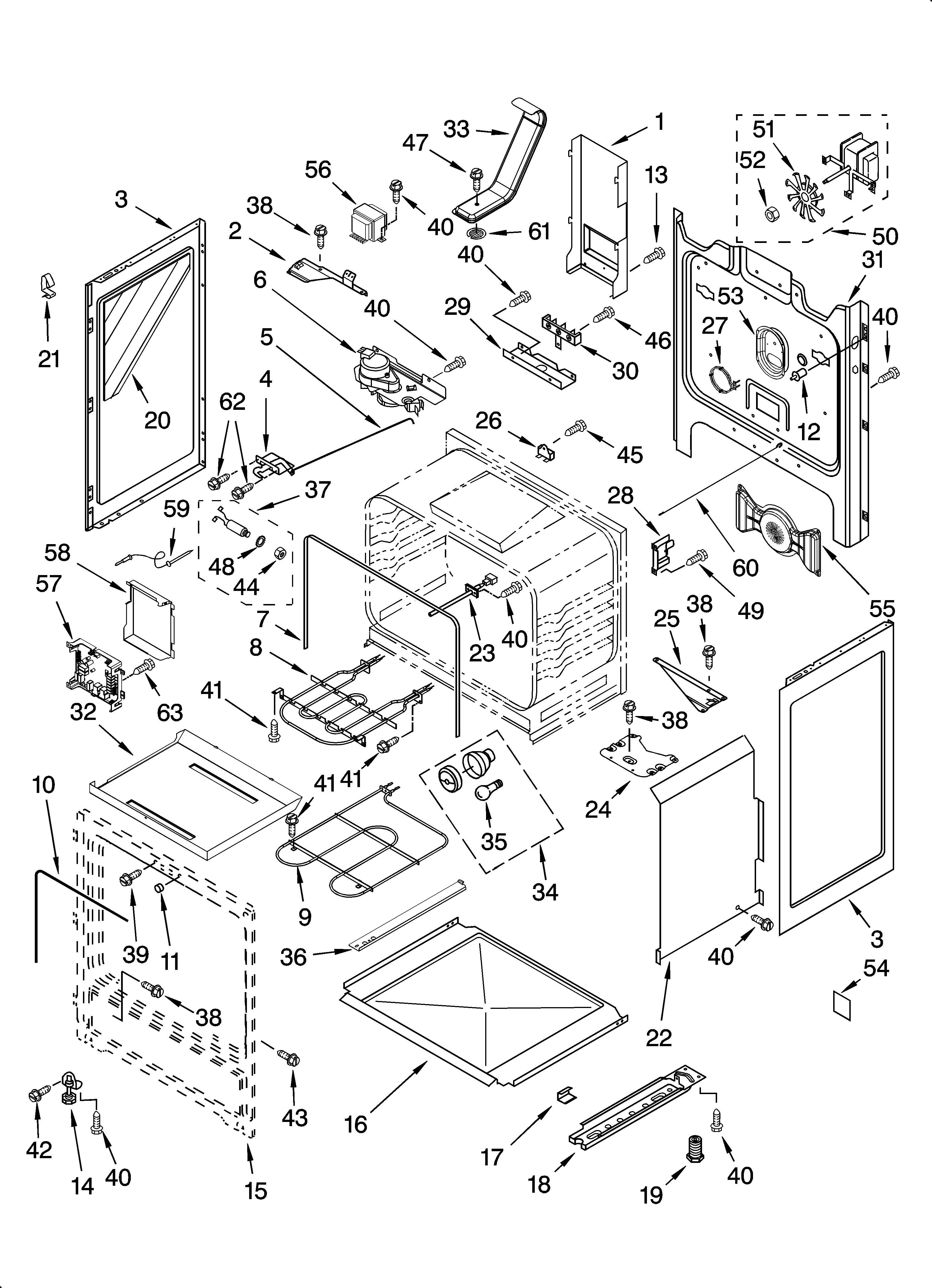 KitchenAid YKERA205PW3 chassis parts diagram
