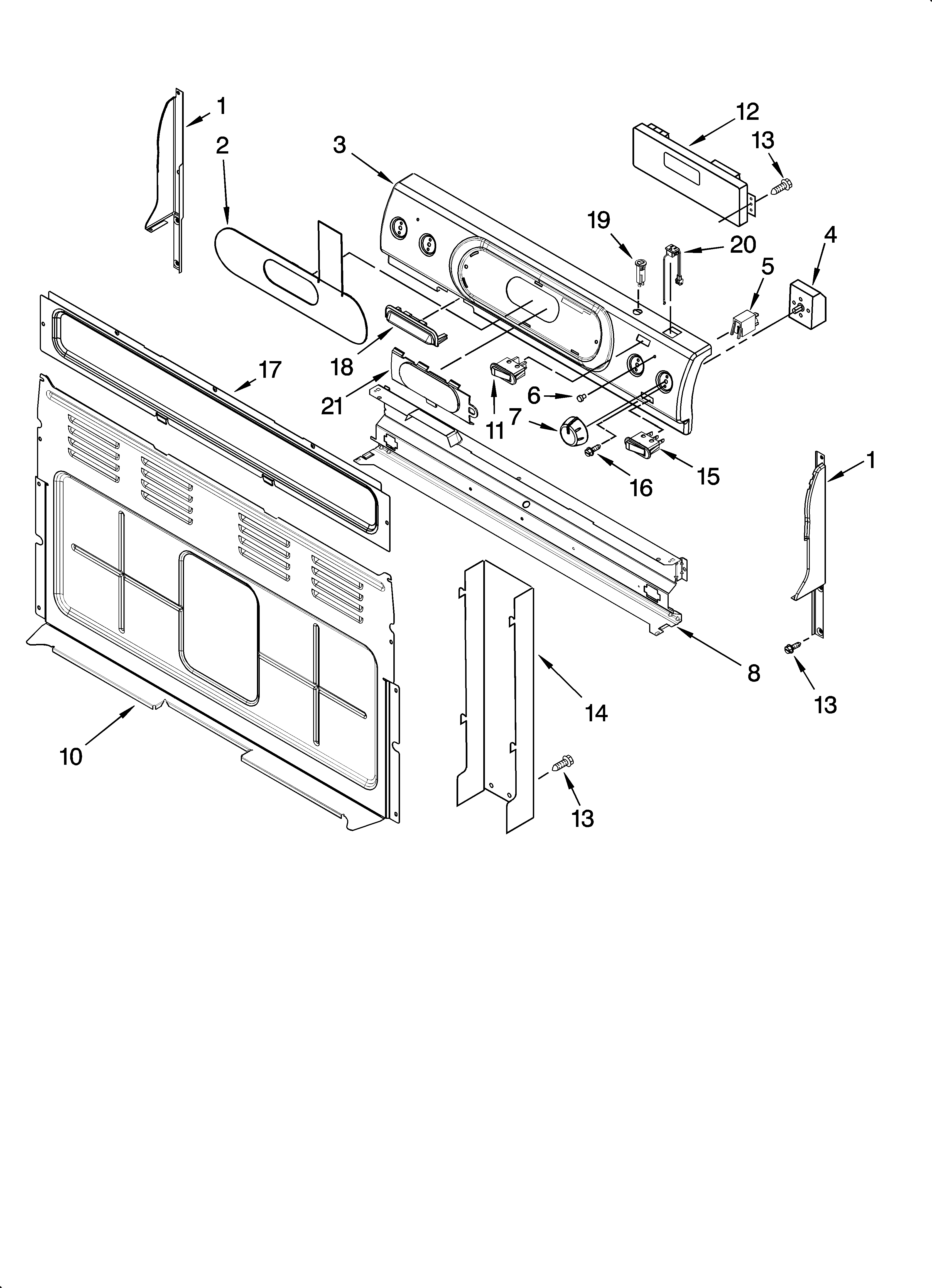 KitchenAid YKERI201PW1 control panel parts diagram