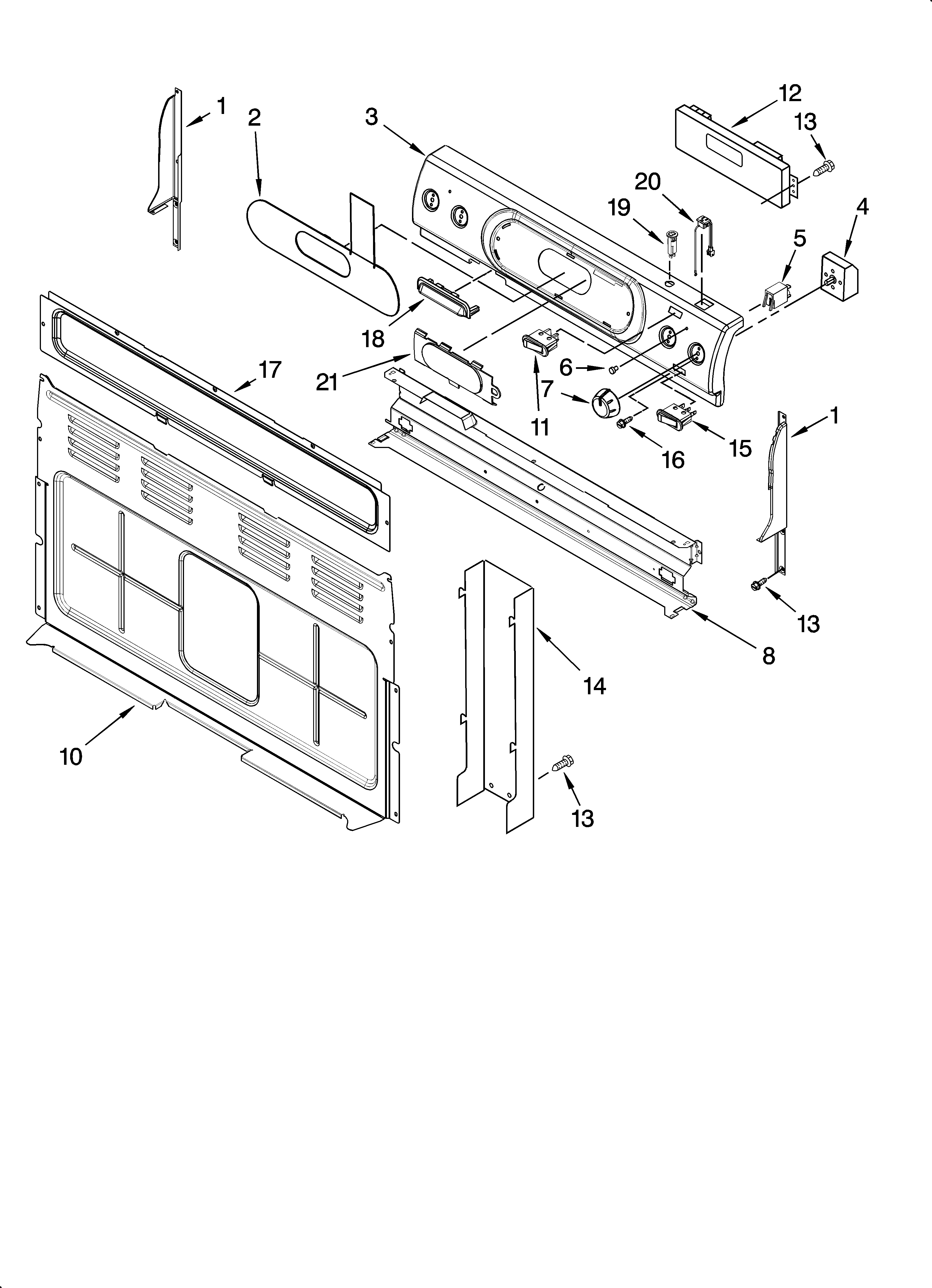 KitchenAid YKERI203PW1 control panel parts diagram