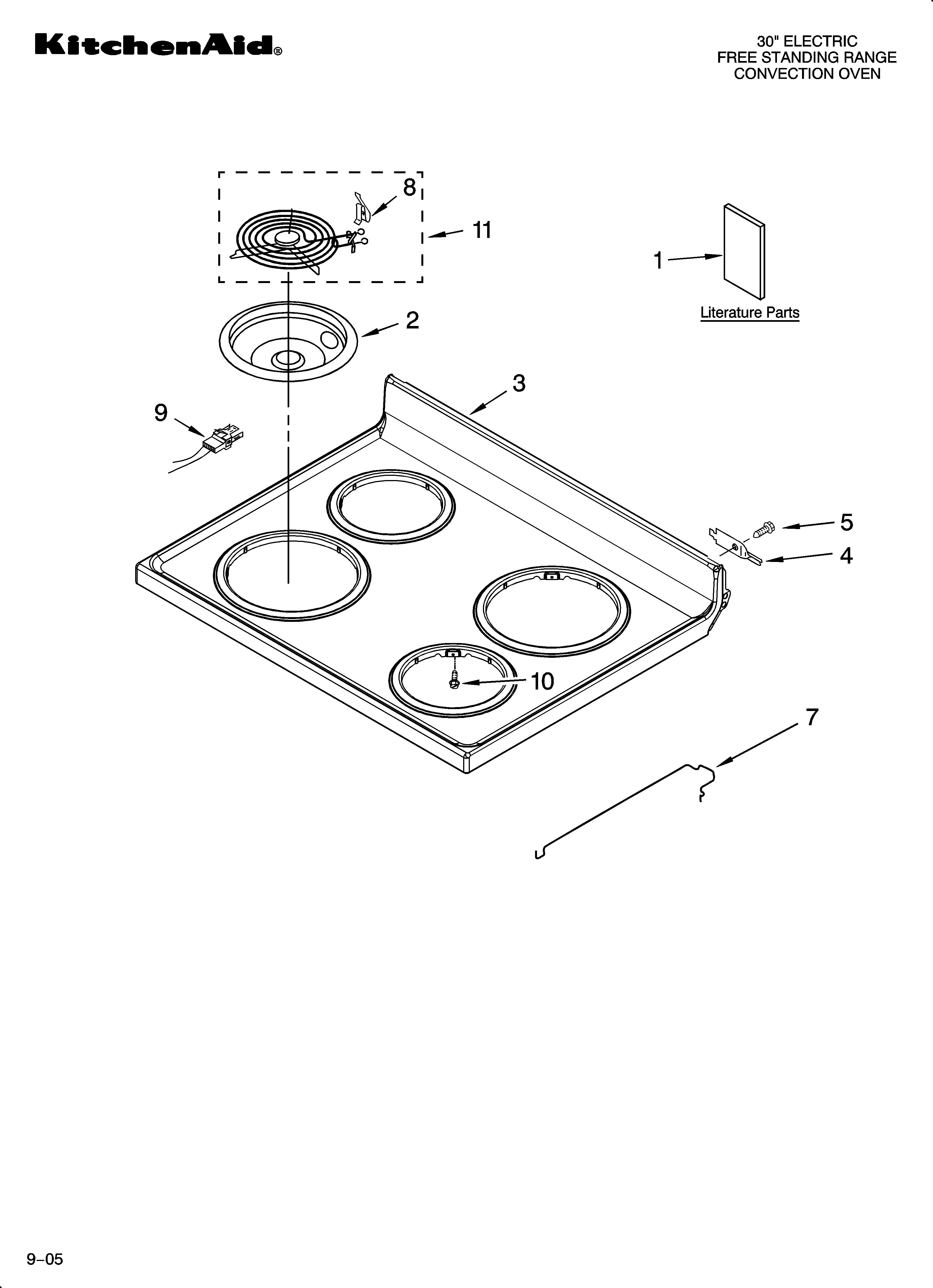 KitchenAid YKERI204PW1 cooktop parts diagram
