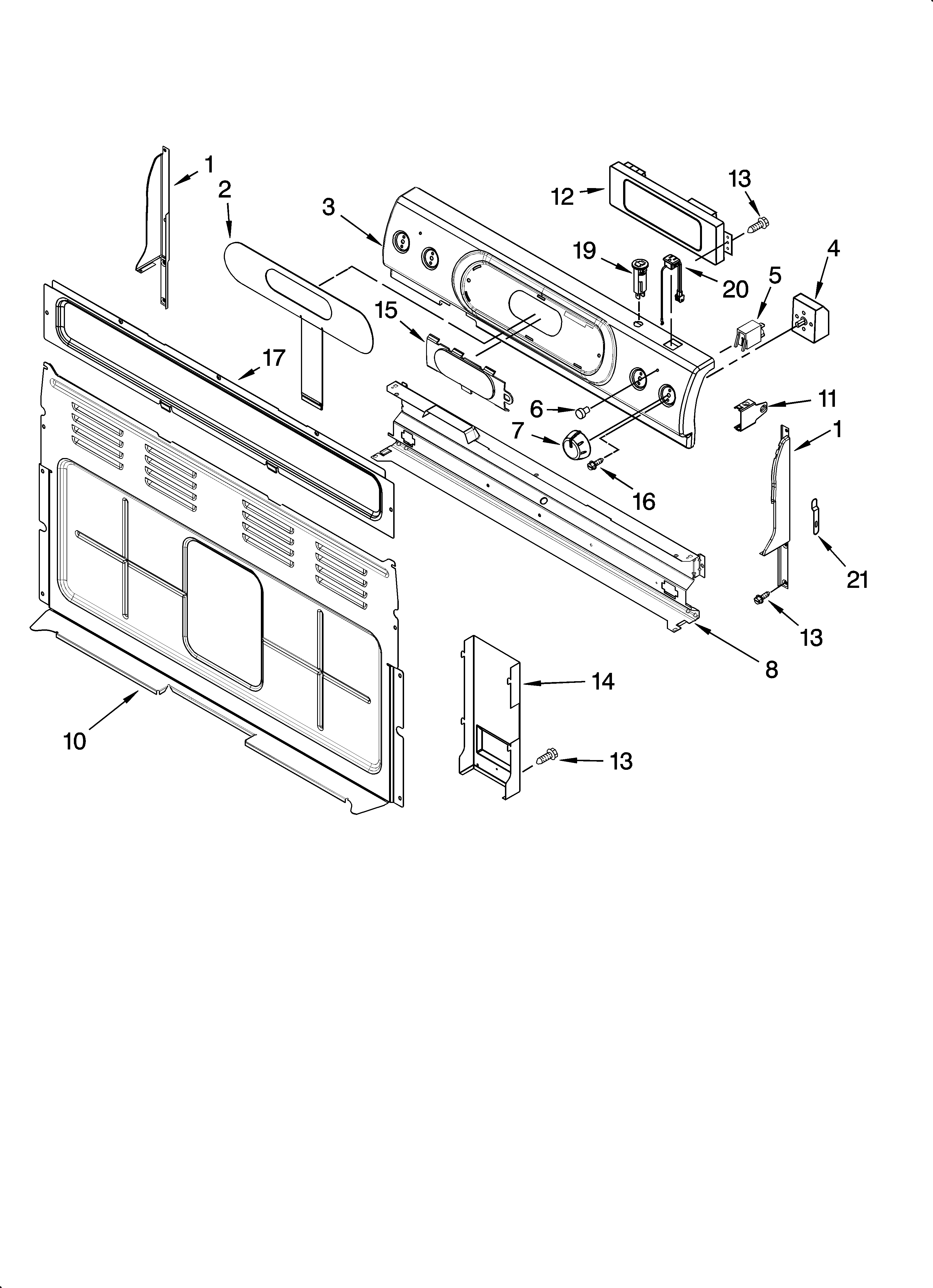 KitchenAid YKERI204PW1 control panel parts diagram