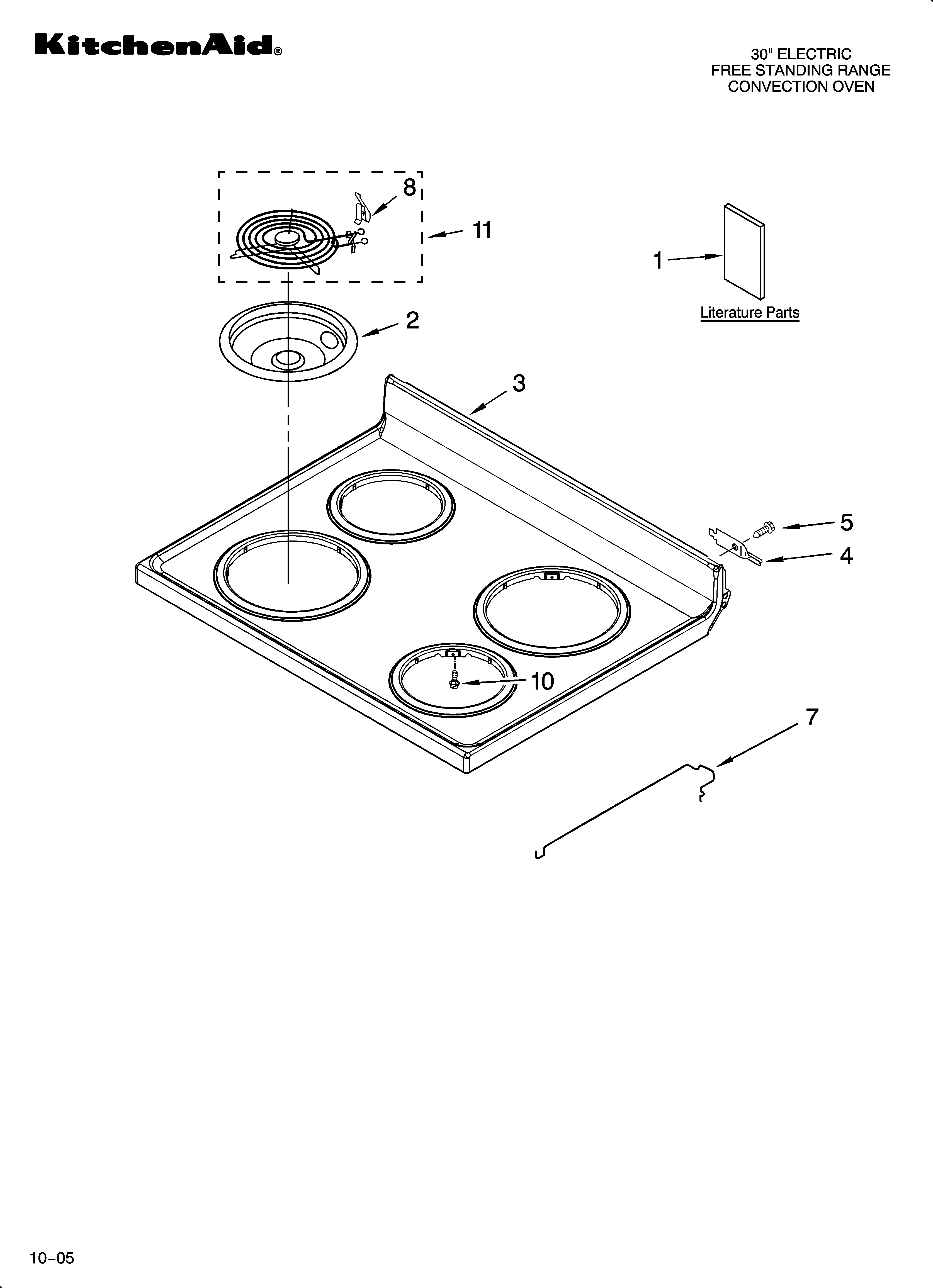 KitchenAid YKERI204PW3 cooktop parts diagram