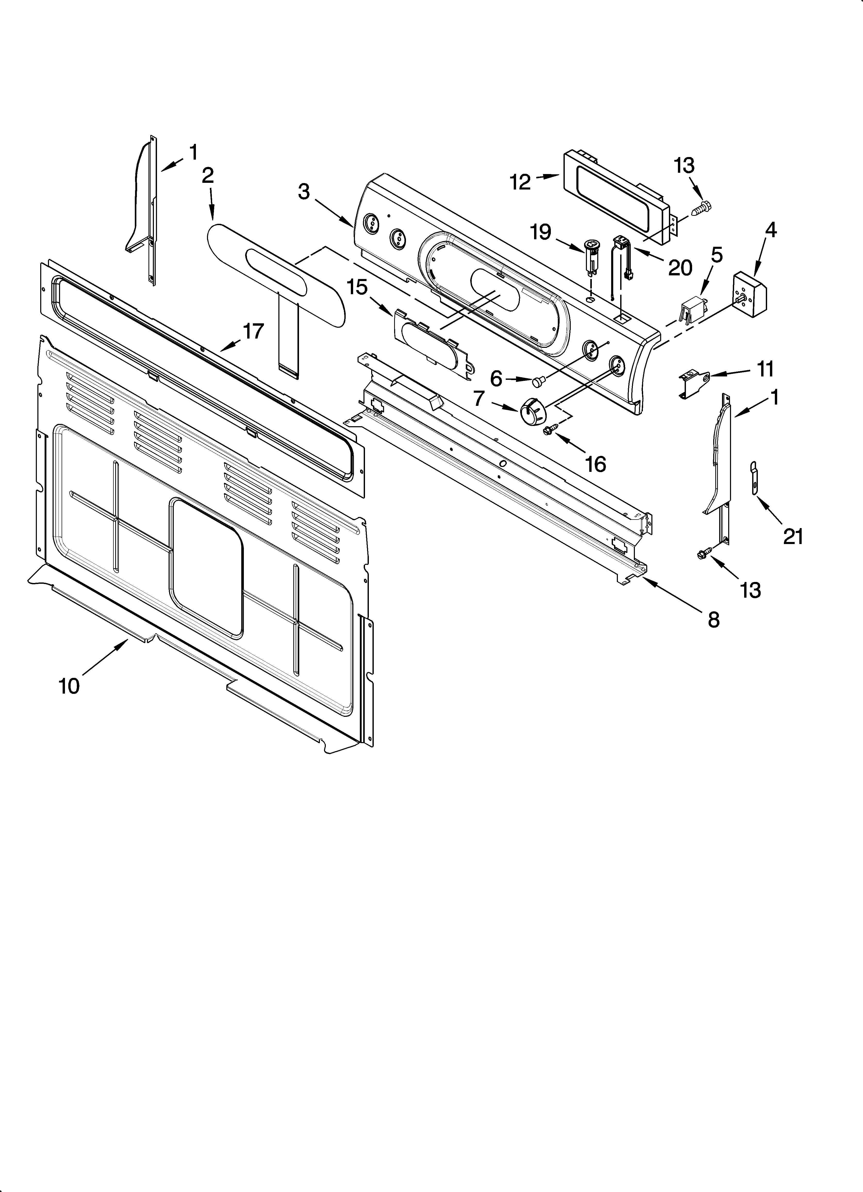 KitchenAid YKERI204PW3 control panel parts diagram