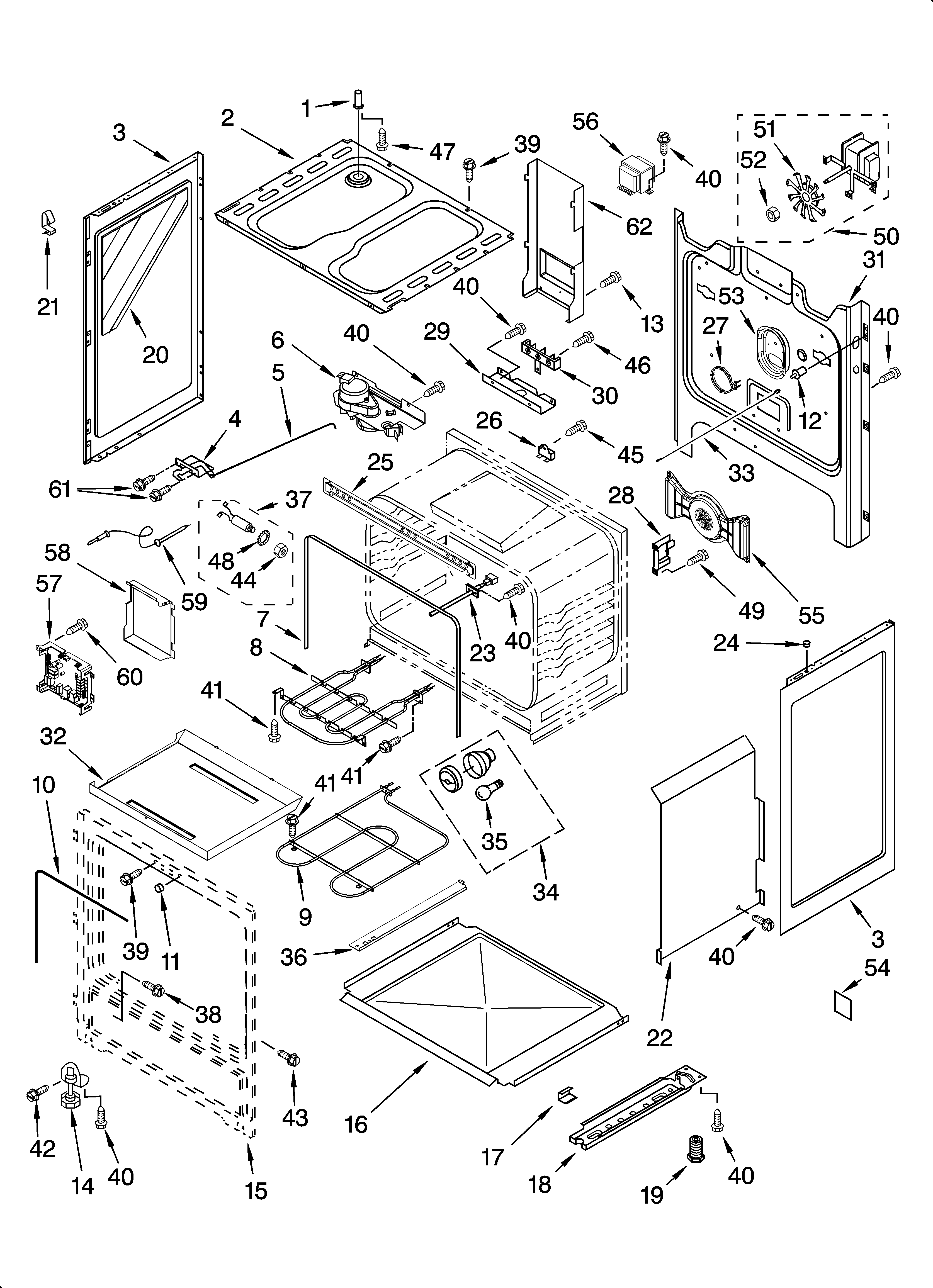 KitchenAid YKERI204PW3 chassis parts diagram