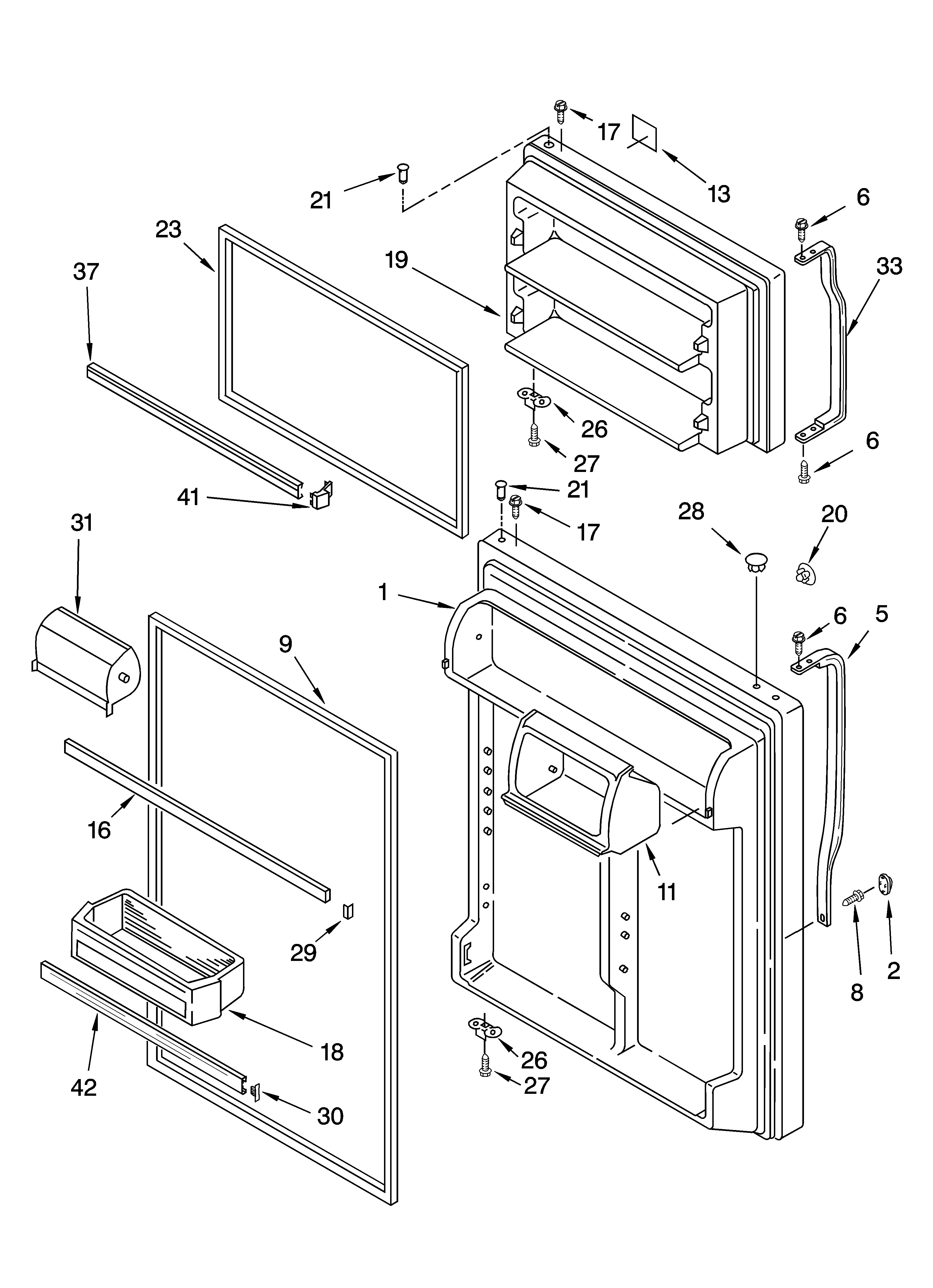 Inglis IJT195300 door parts diagram